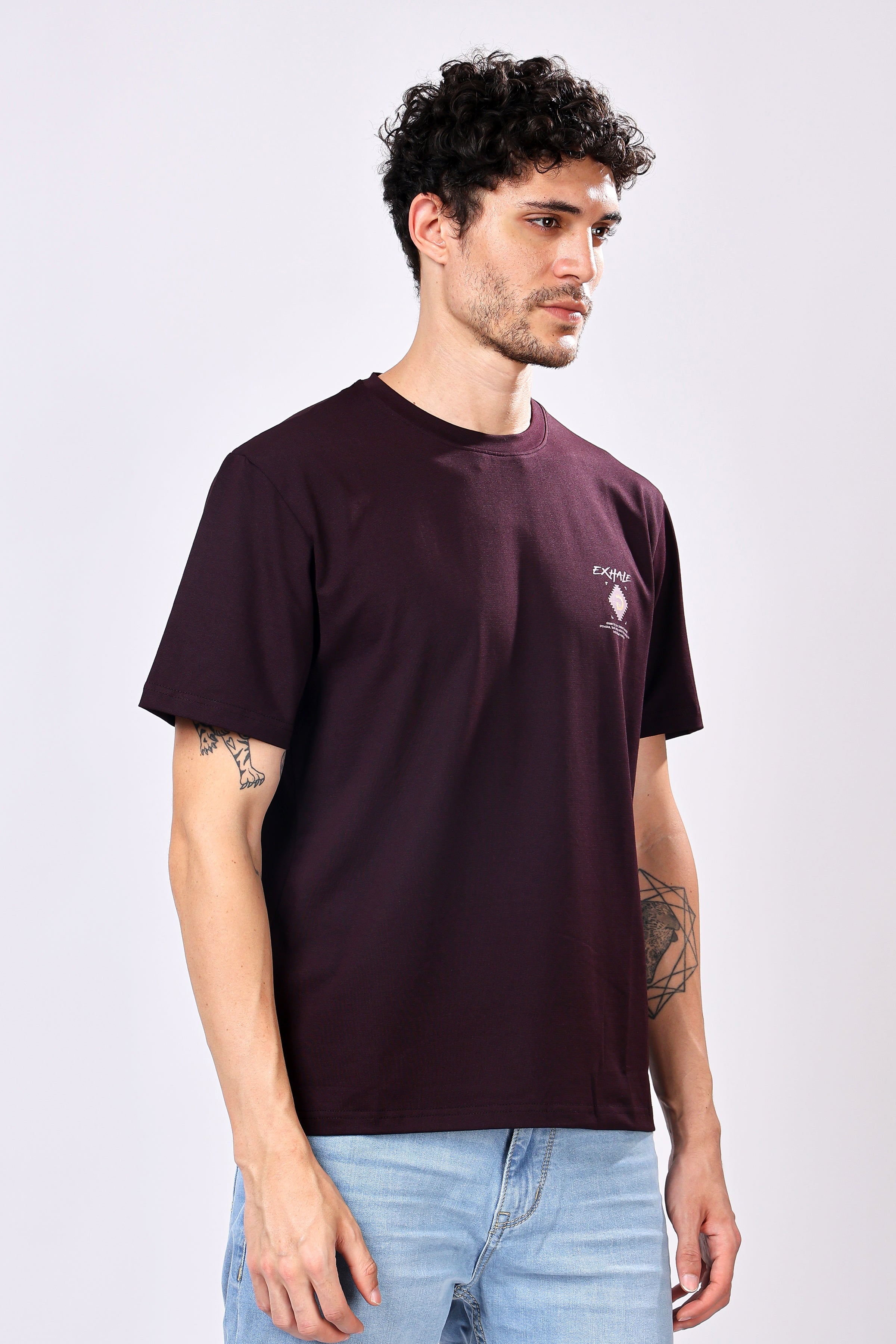Stylox Men’s Oversized Round Neck Half Sleeve Back Printed T-Shirt | Premium Cotton Loose Fit Graphic Tee for Streetwear - Stylox
