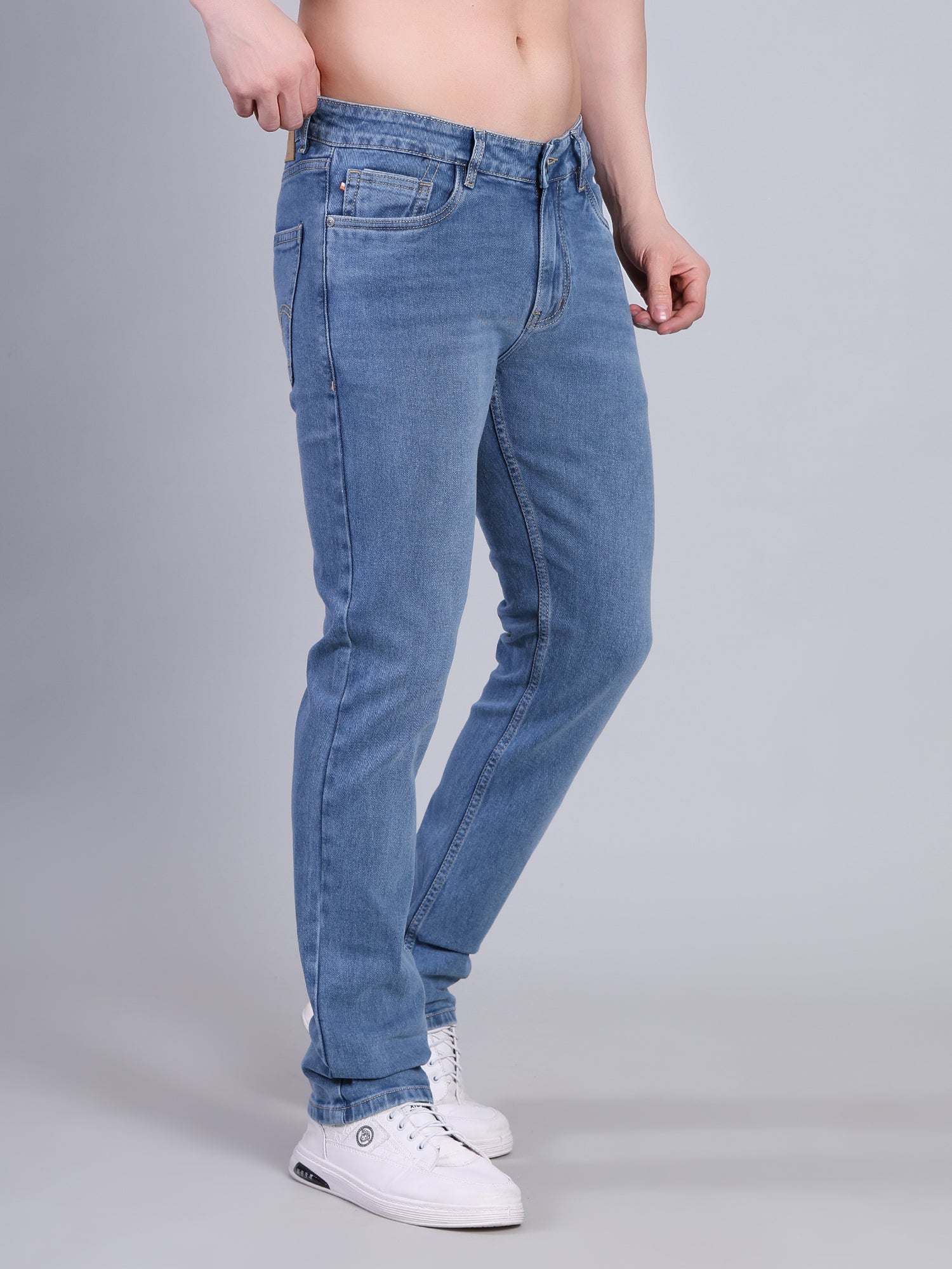 Stylox Men’s Slim Fit Mid Rise Stretchable Casual Denim Jeans-Mid Light Blue - Stylox