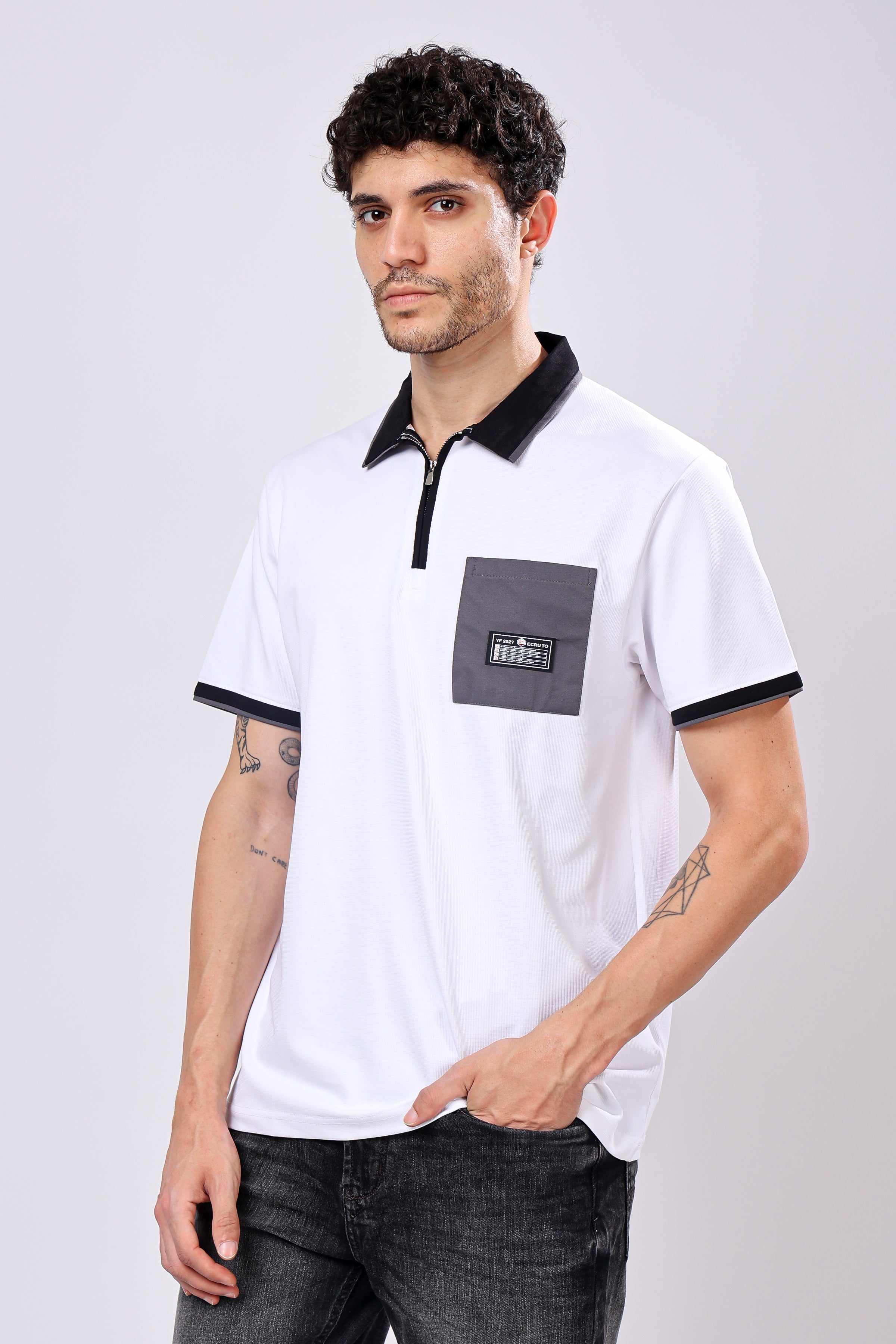 Stylox Men’s Polo Neck Solid T-Shirt with Single Pocket – Classic Style, Comfortable & Smart Casual Wear - Stylox