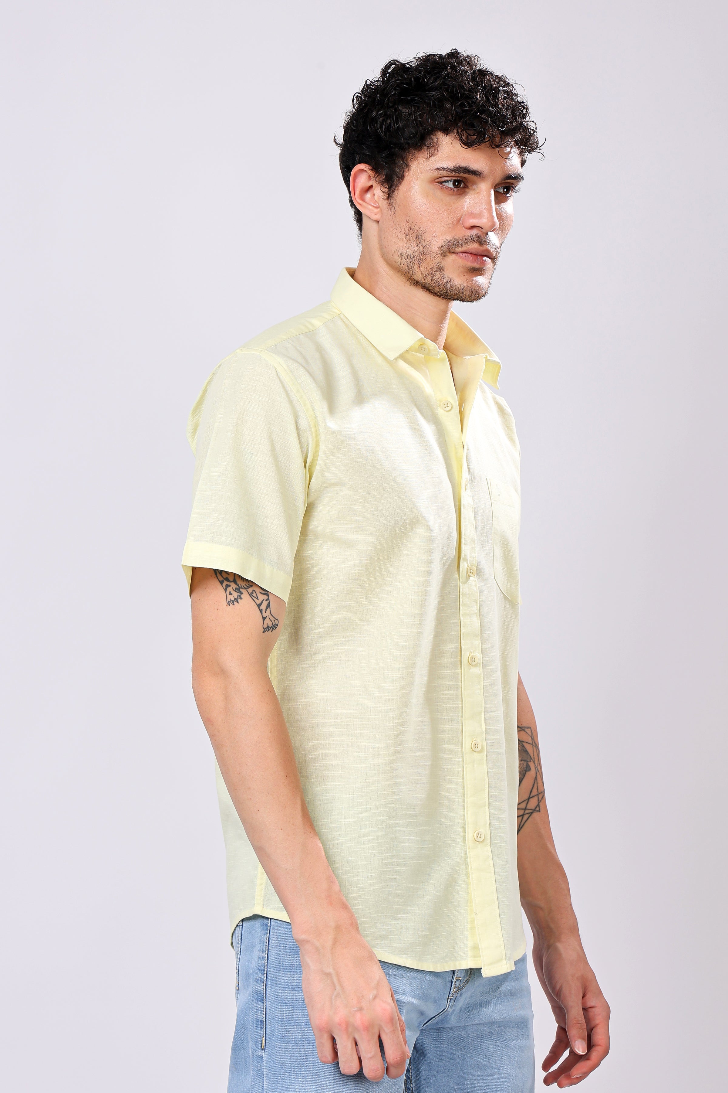 Stylox Men's Half Sleeve Solid Casual Shirt – Comfortable Cotton Blend Shirt for Smart Everyday Style - Stylox