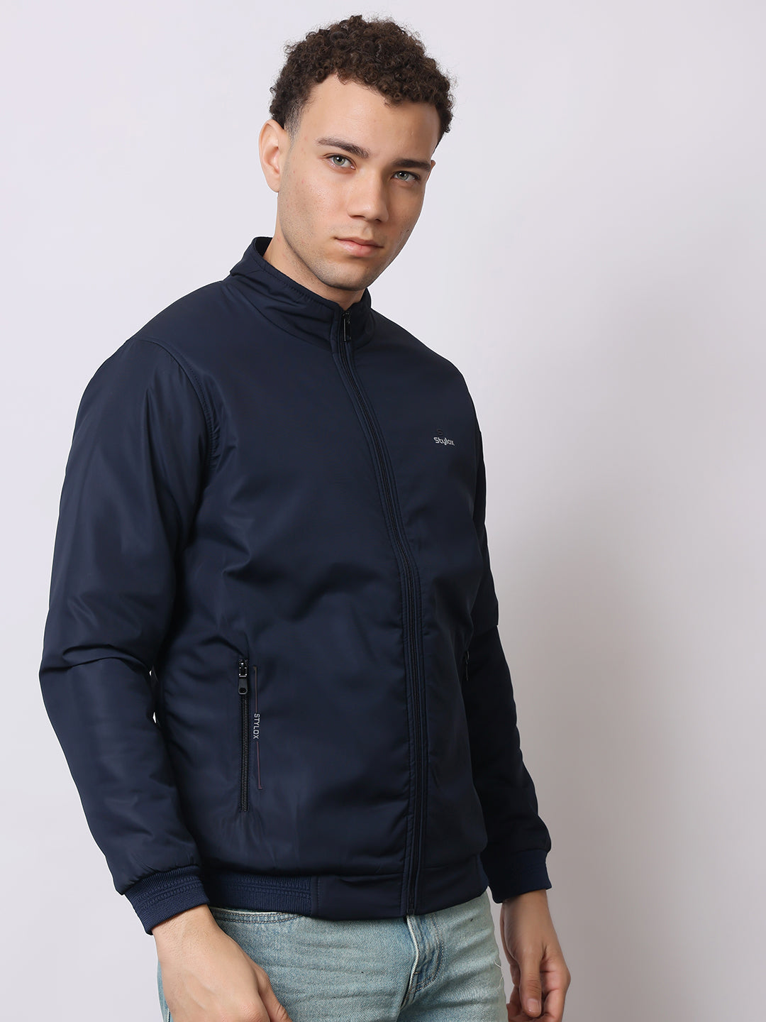 Stylox Men’s High-Neck Winter Jacket – Lightweight Windcheater with Warm Lining & Full-Zip Closure