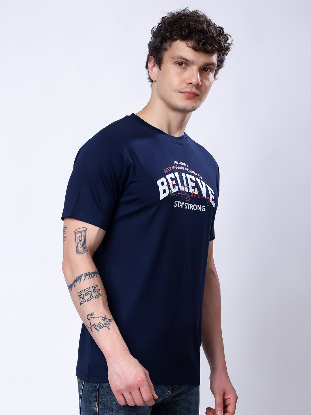 Stylox Men’s Navy Blue Motivational Graphic T-Shirt - Stylox