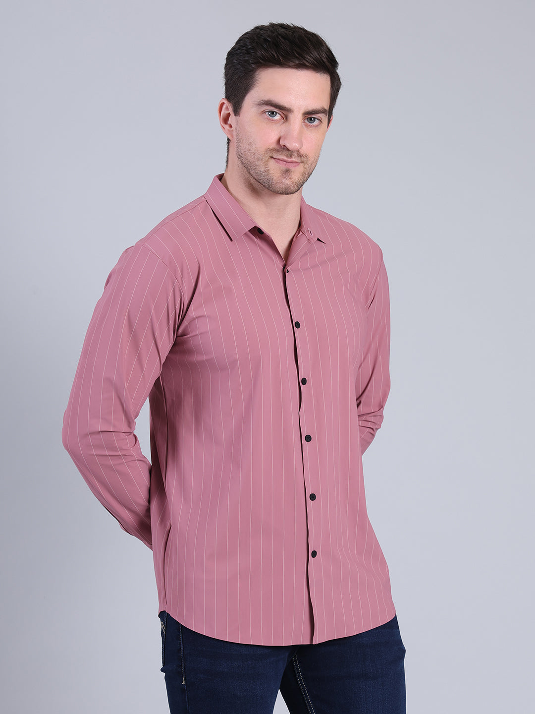 Stylox Men’s Striped Partywear Shirt | Slim Fit Full Sleeve Formal-Casual Shirt For Men