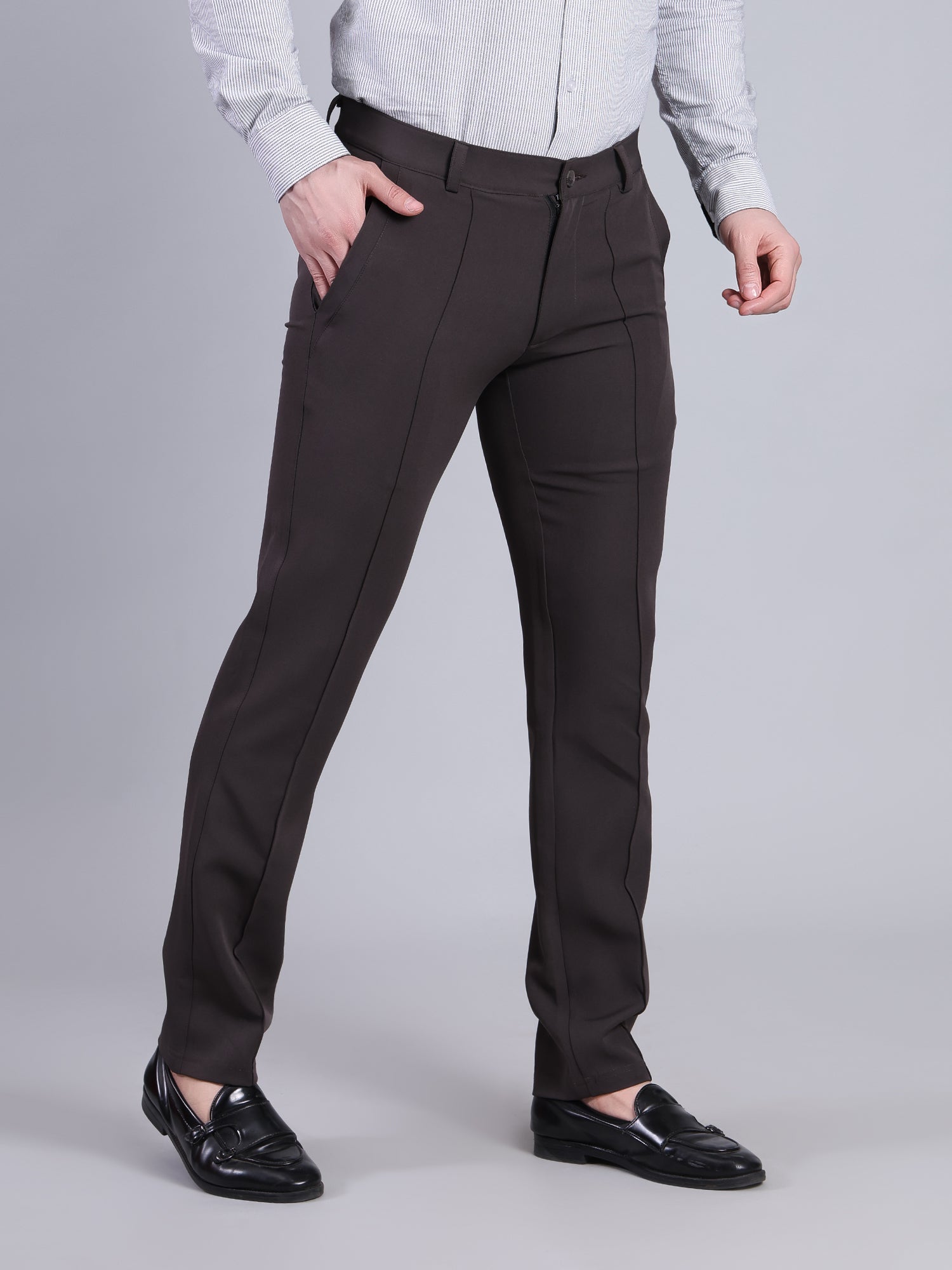 Stylox Men’s Comfort Fit Korean Trousers – Premium Office Wear Pants-Dark Grey - Stylox