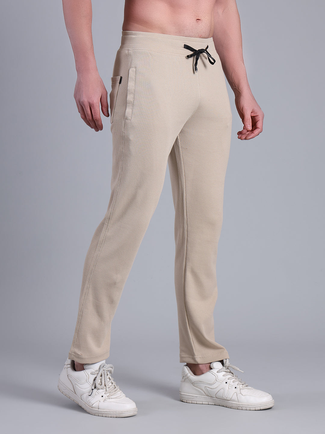 Stylox Men’s Textured Regular Fit Trackpants | Cotton Blend Stretch Joggers with Elastic Waist & Drawstring