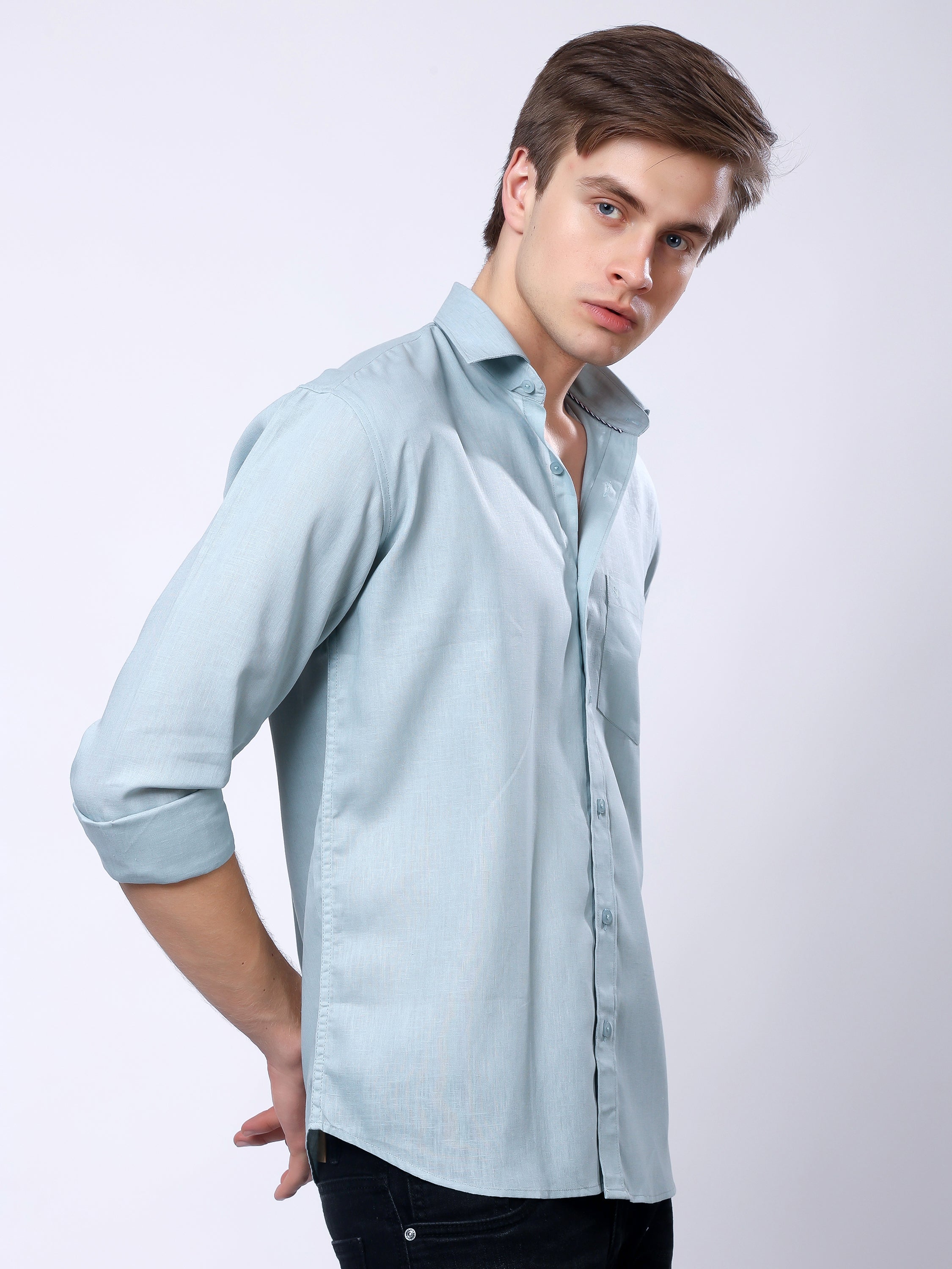 Stylox Men’s Regular Fit Full Sleeve Solid Casual Shirt - Stylox
