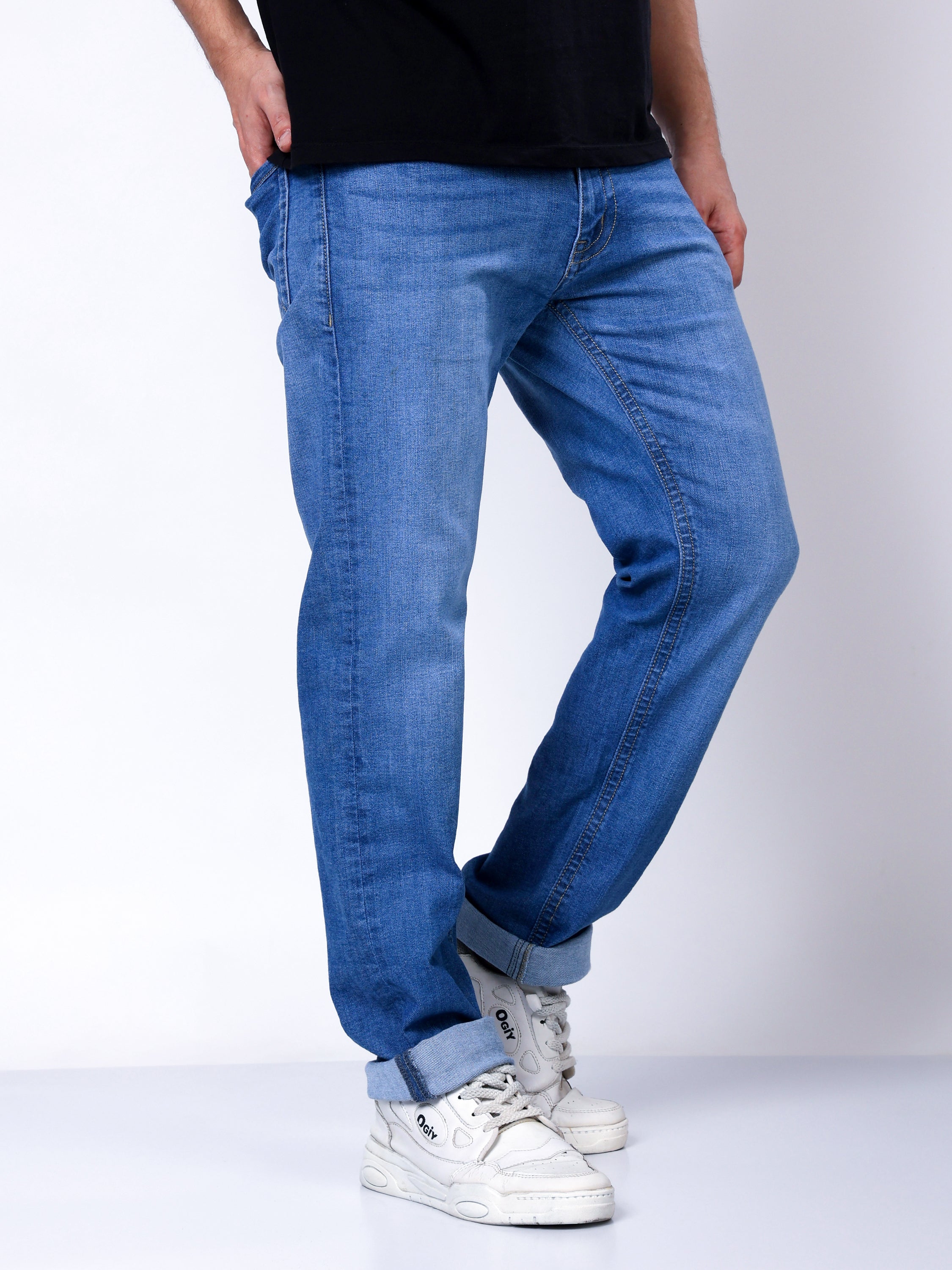 Stylox Men’s Slim Fit Stretchable Light Blue Denim Jeans - Stylox