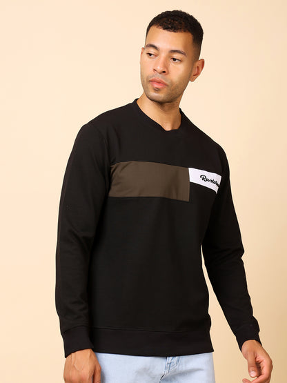 Stylox Men’s Colorblock Crew Neck Sweatshirt with “Revolution” Print