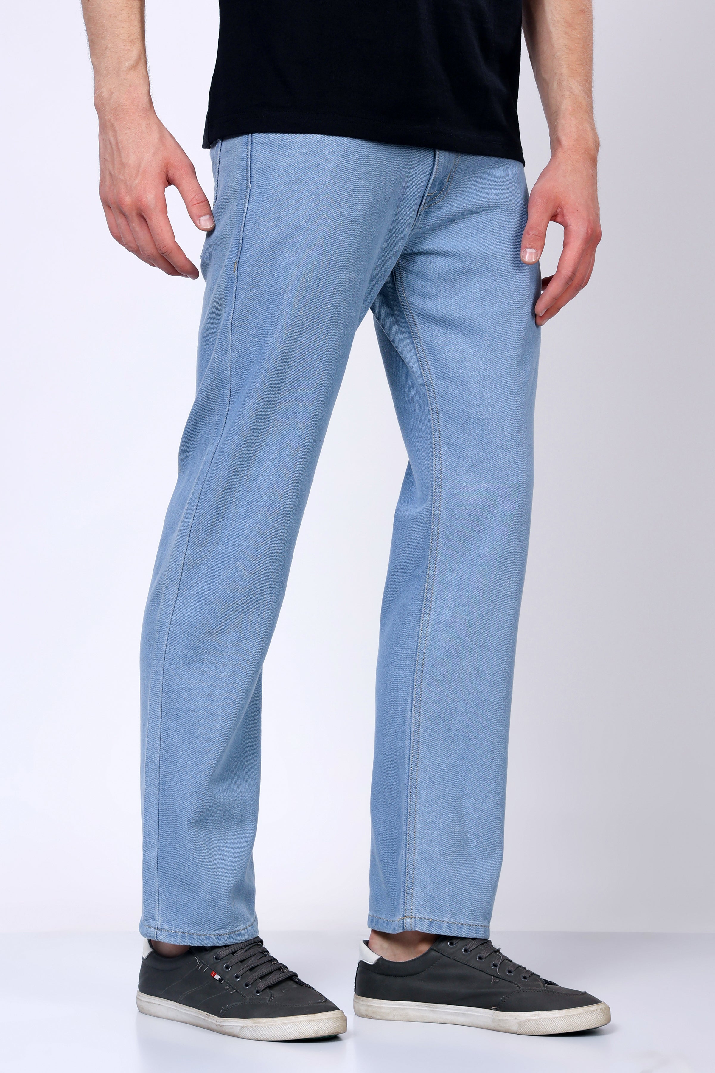 Stylox Men’s Mid-Rise Comfort Fit Light Blue Non-Stretch Denim Jeans - Stylox
