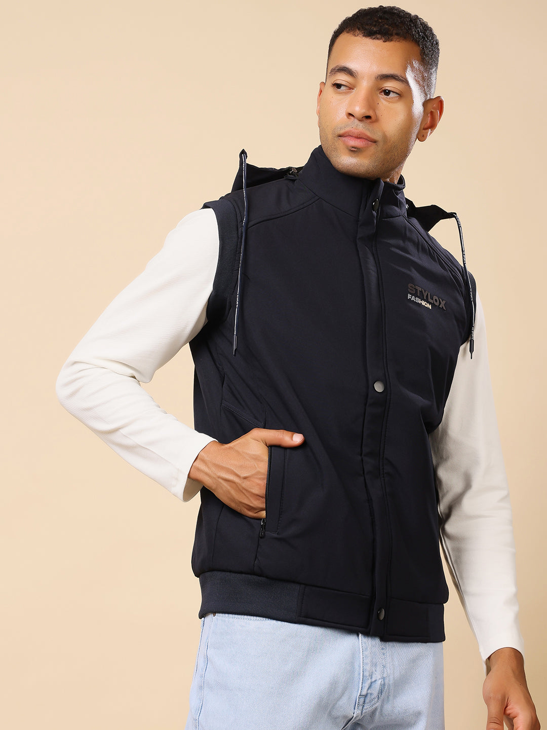 Stylox Sleeveless Solid Men’s Jacket | Lightweight Zip-Up Casual & Sportswear Jacket