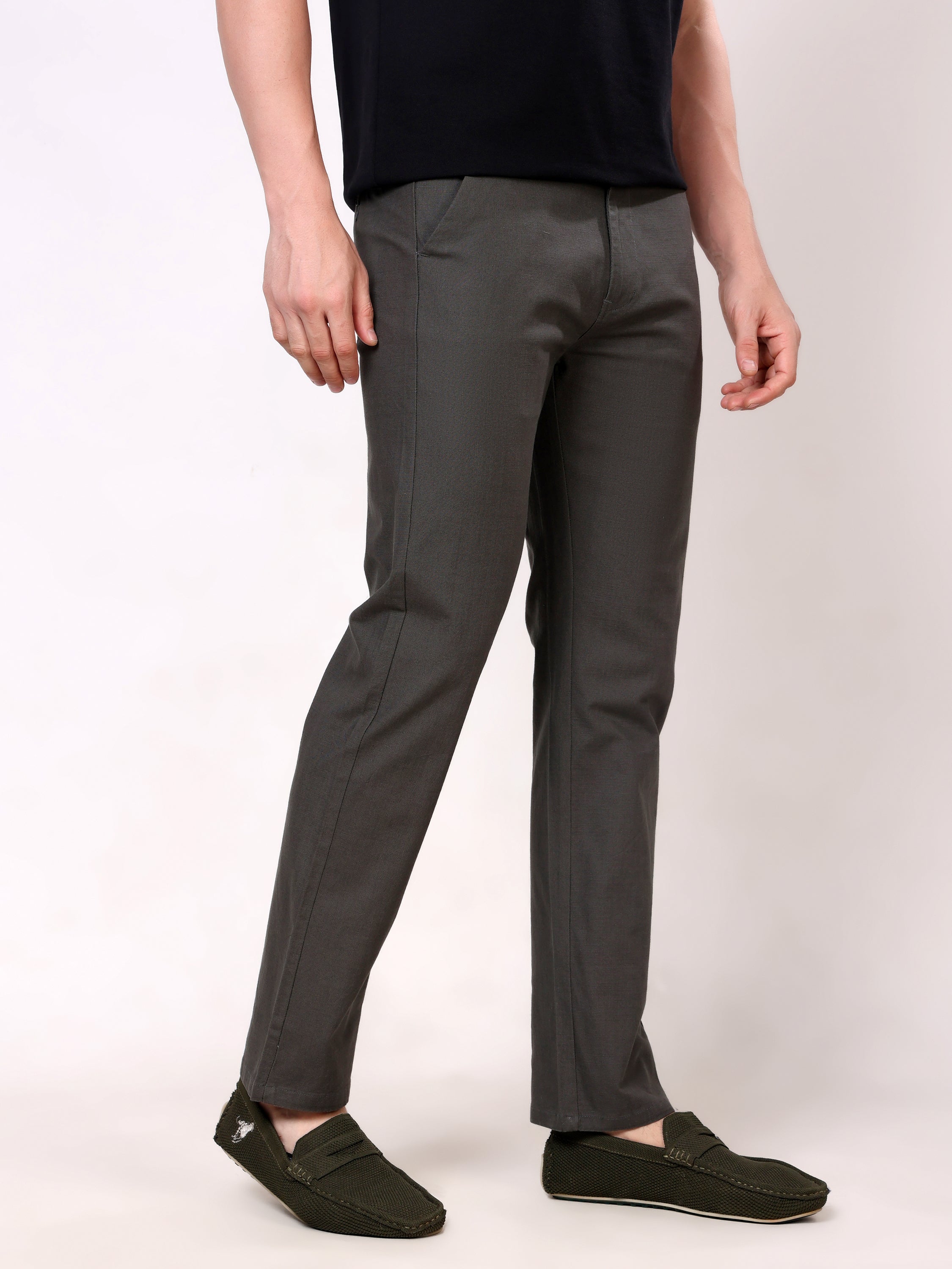 Stylox Men's Comfort Fit Non-Stretch Casual Trouser with Elastic Waist