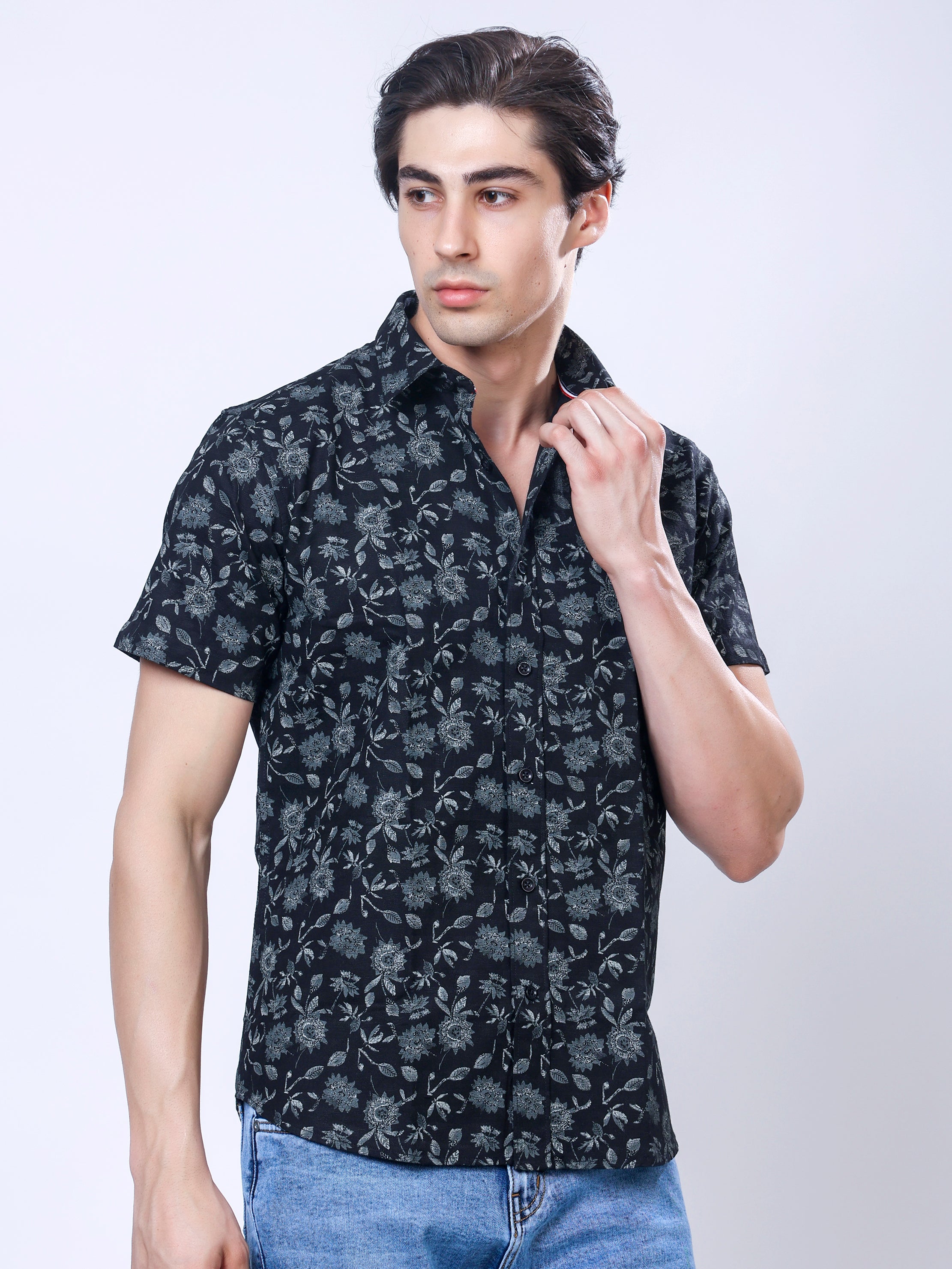 Stylox Men’s Regular Fit Half Sleeve Stylish Floral Printed Casual Summer Shirt - Stylox