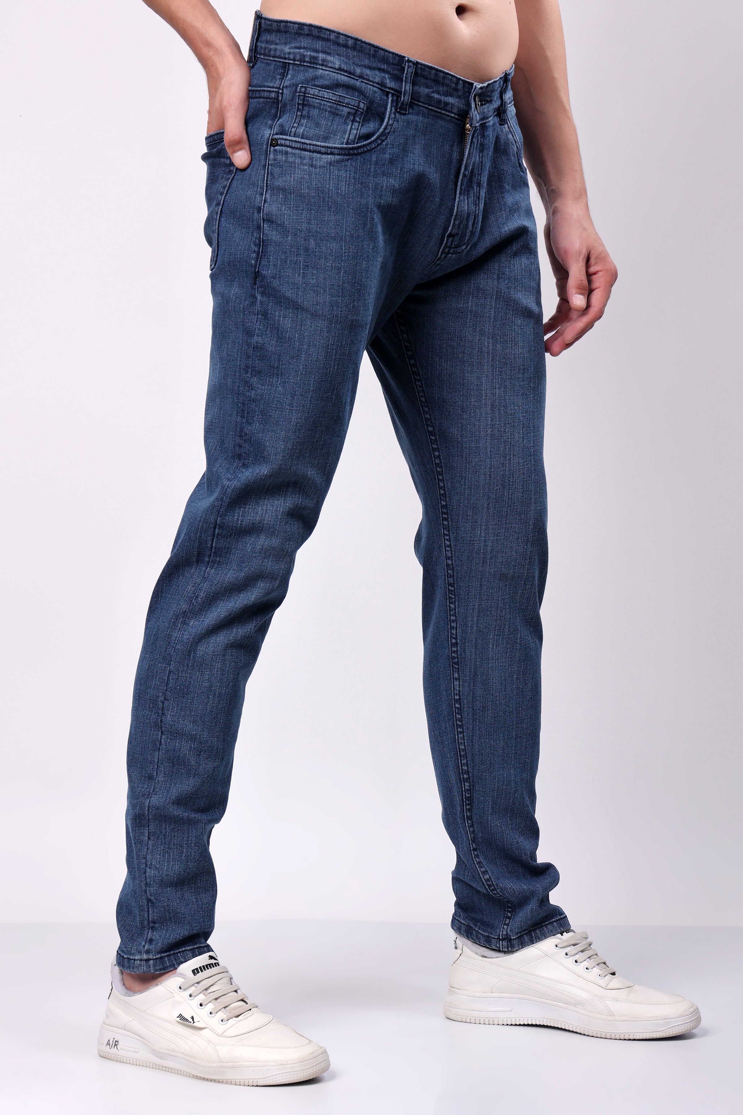 Stylox Men Relaxed Fit Denim Jeans -  | Mid Blue - 5110-11173 - Stylox