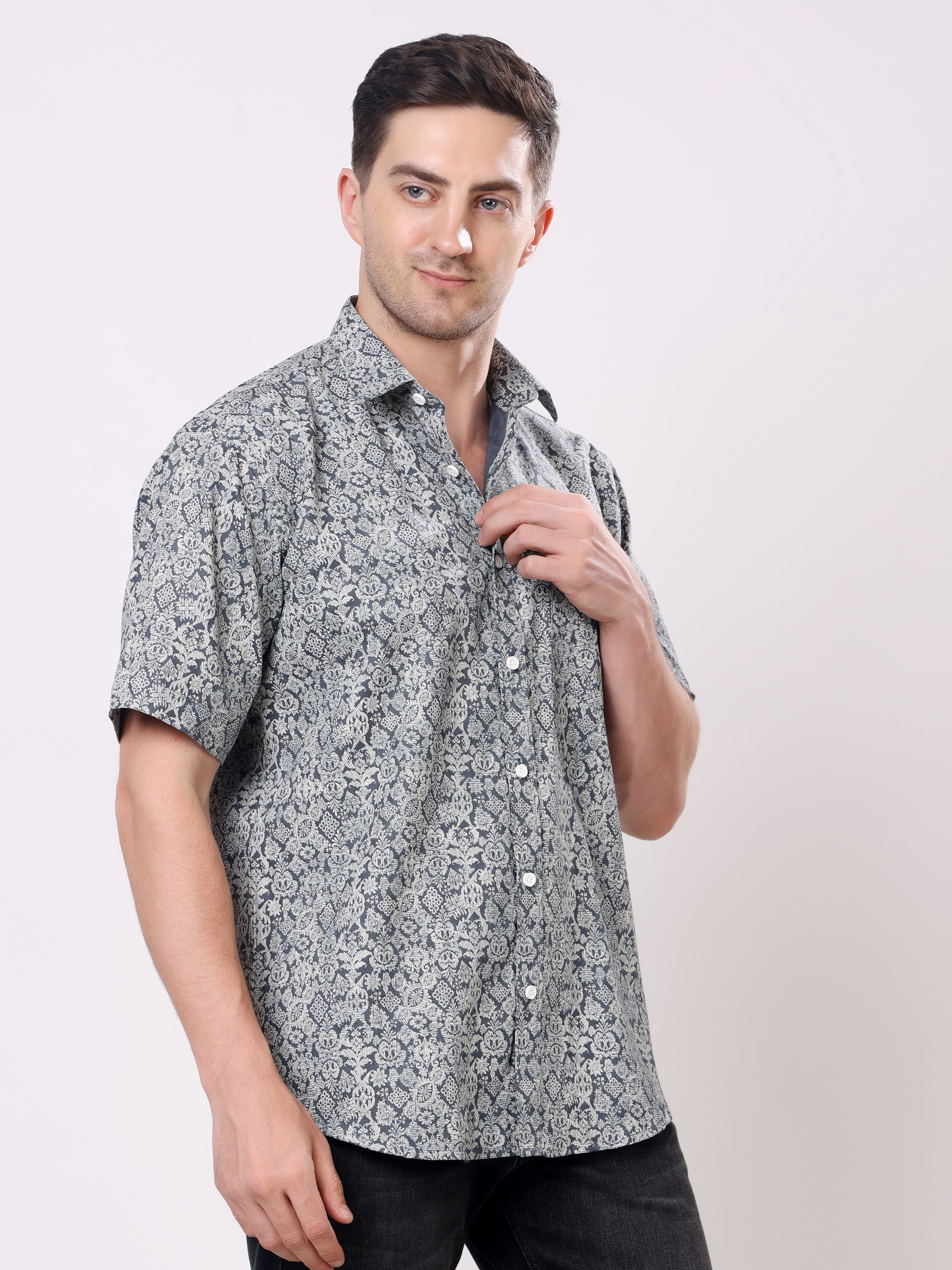 Stylox Men’s Regular Fit Half Sleeve Floral Printed Casual Stylish Summer Shirt - Stylox