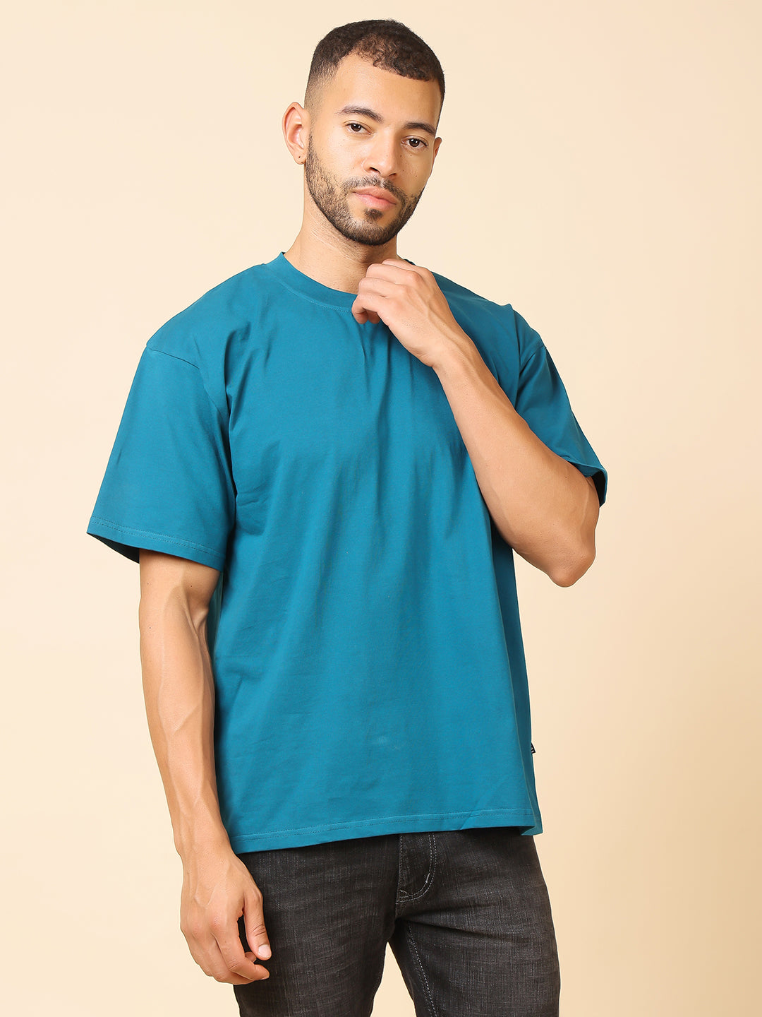 Stylox Men’s Drop Shoulder Round Neck Solid T-Shirt – Oversized Fit, Trendy & Comfortable Casual Wear - Stylox