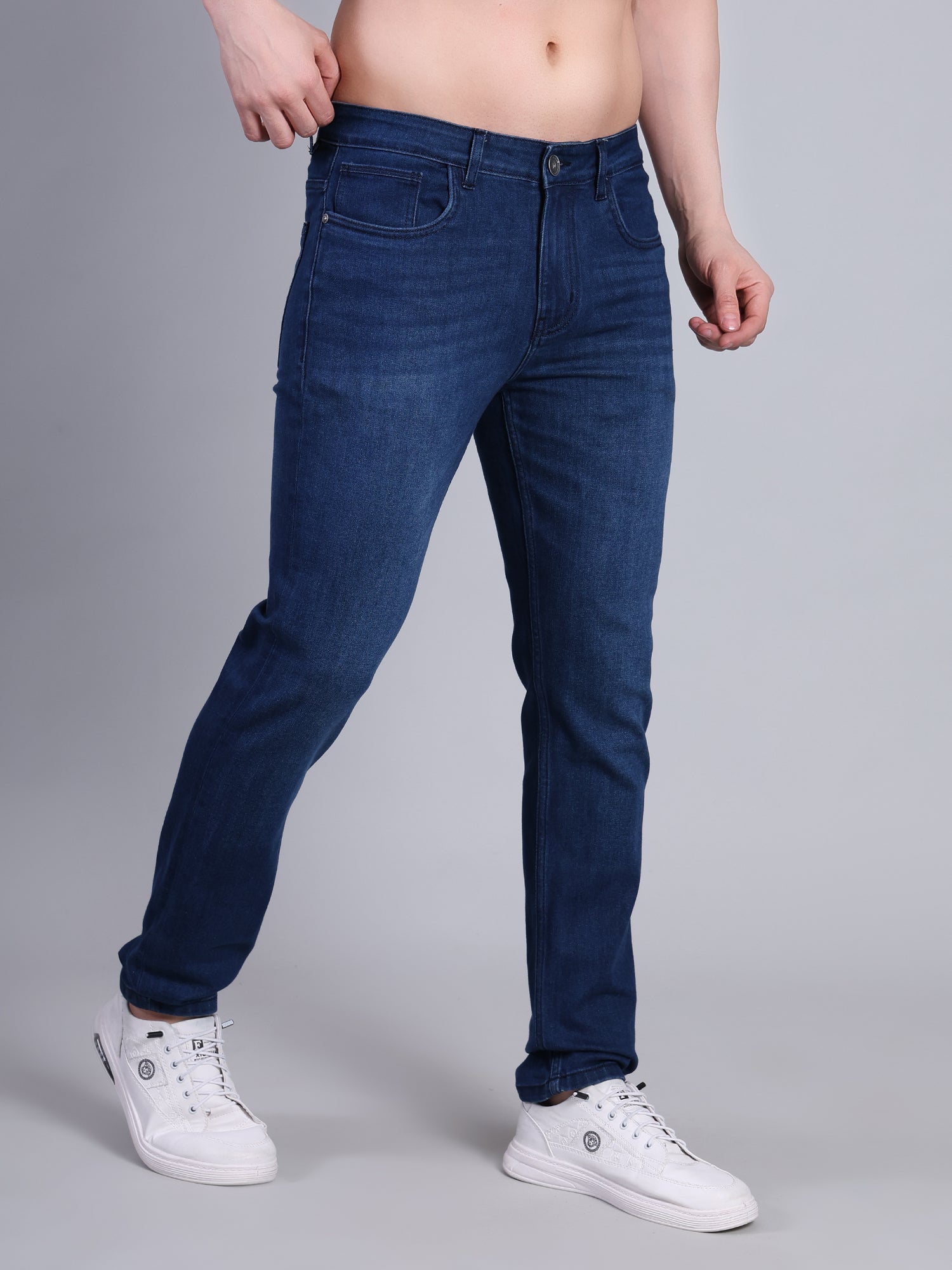 Stylox Men’s Slim Fit Mid Rise Stretchable Denim Jeans-Dark Blue - Stylox