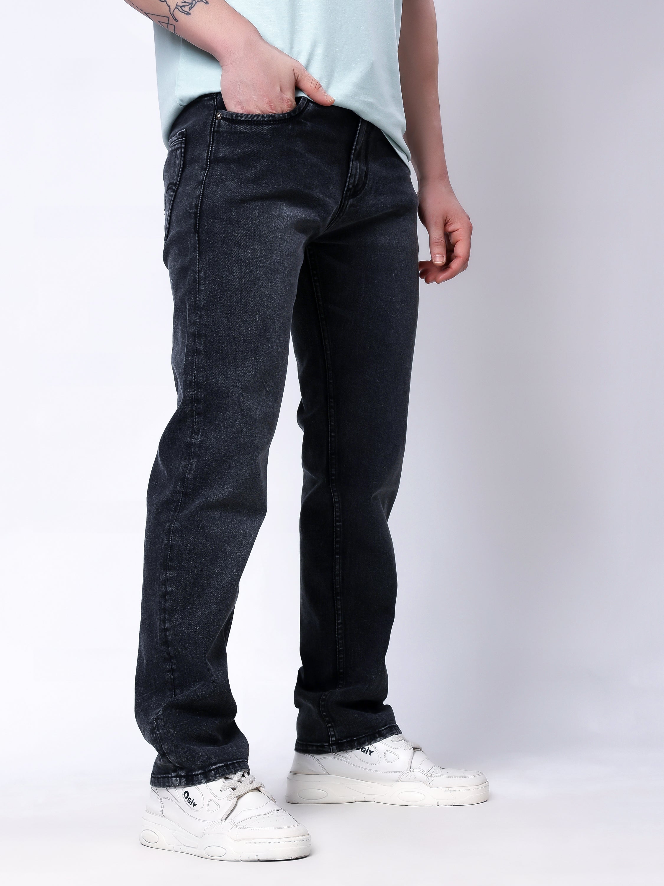 Stylox Men’s Comfort Fit Stretchable Denim Jeans-Mid Grey