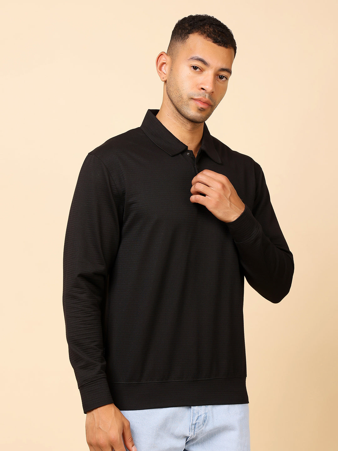 Stylox Men’s Polo Neck Sweatshirt with Button Placket
