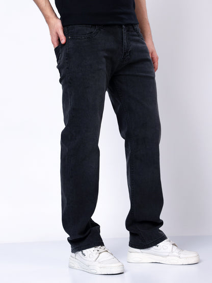 Stylox Men’s Mid-Rise Comfort Fit Stretchable Dark Grey Denim Jeans - Stylox