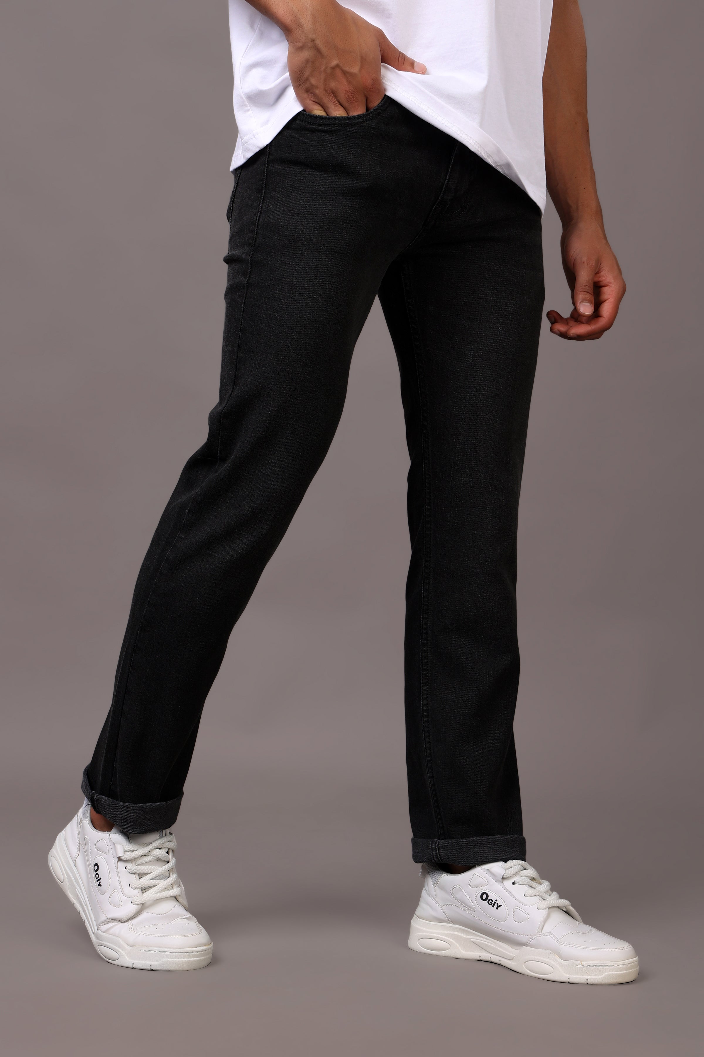 Stylox Men’s Comfort Fit Denim Jeans - Mid Grey & Dark Grey,