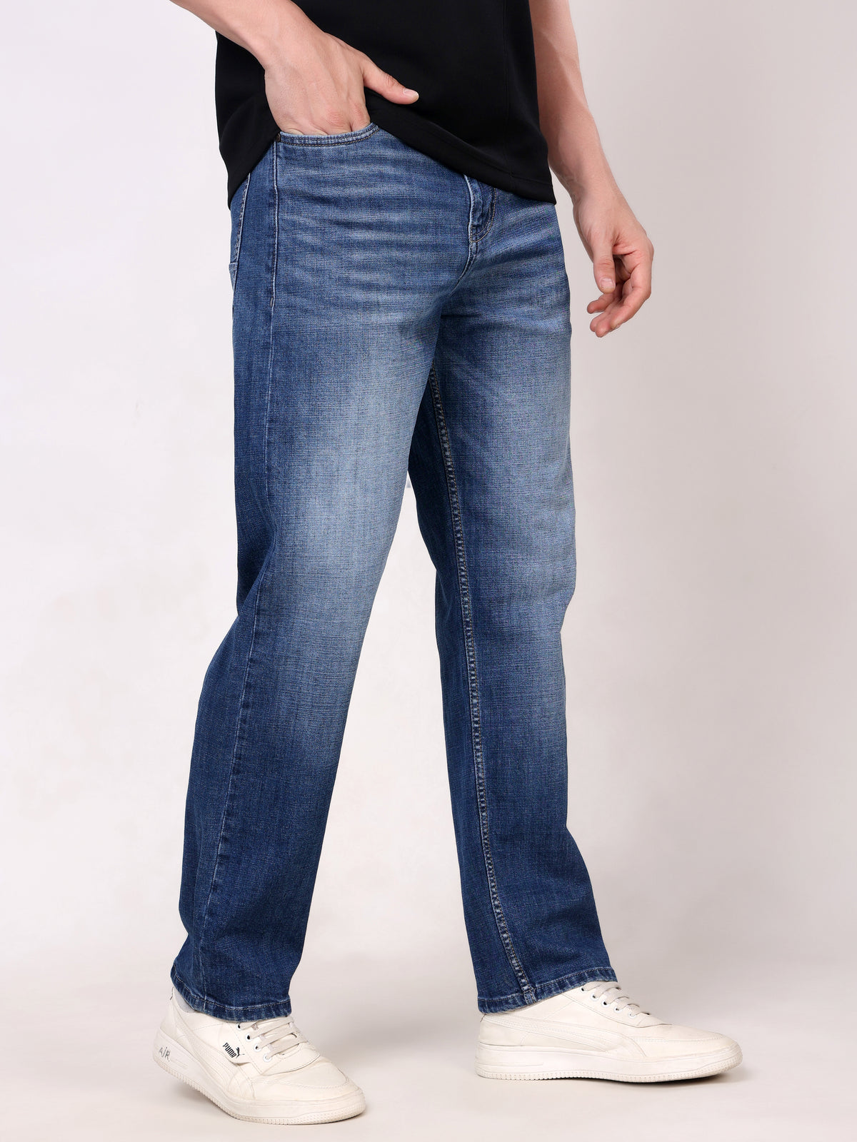 Stylox Men's Relaxed Fit Mid-Rise Stretchable Denim Jeans