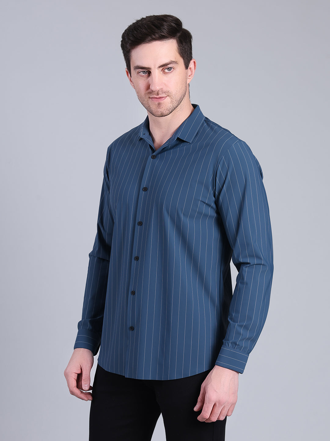 Stylox Men’s Striped Partywear Shirt | Slim Fit Full Sleeve Formal-Casual Shirt For Men