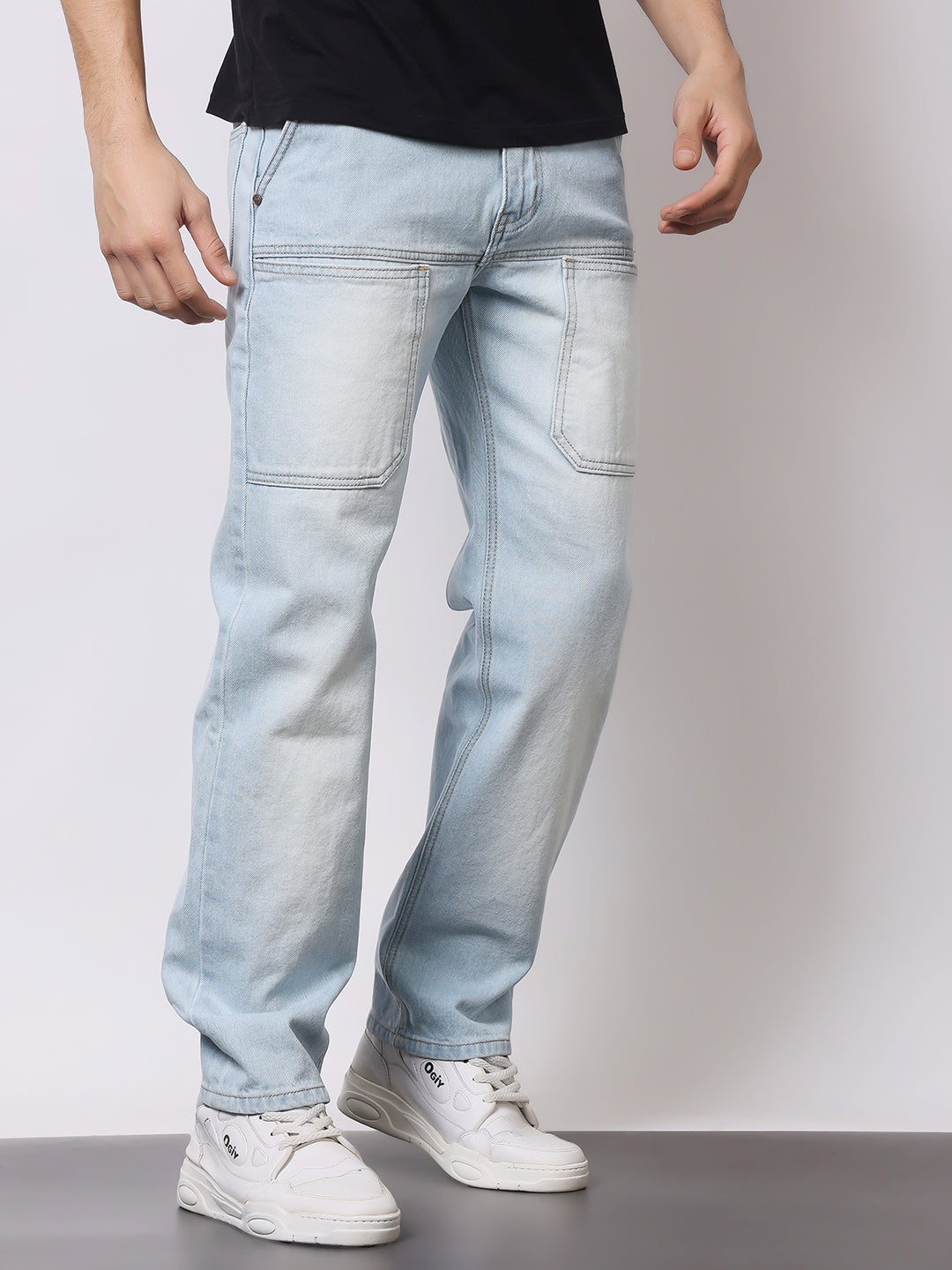 Stylox Men’s Relaxed Fit Heavy Washed Denim Jeans with Front Utility Pockets | Comfort Casual Jeans for Everyday Wear - Stylox