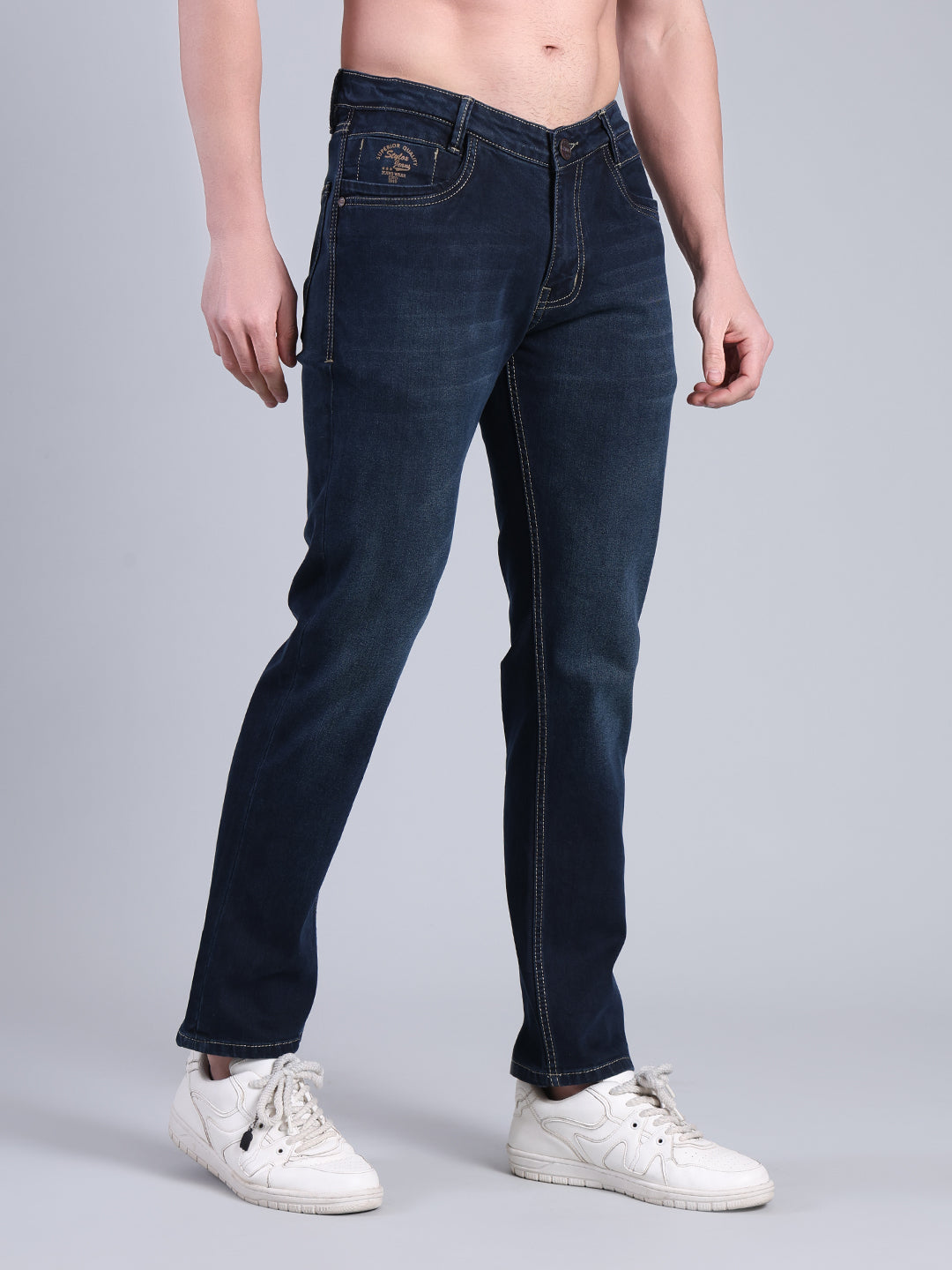 Stylox Men’s Slim Fit Mid Rise Stretchable Jeans (Dark Blue) - Stylox