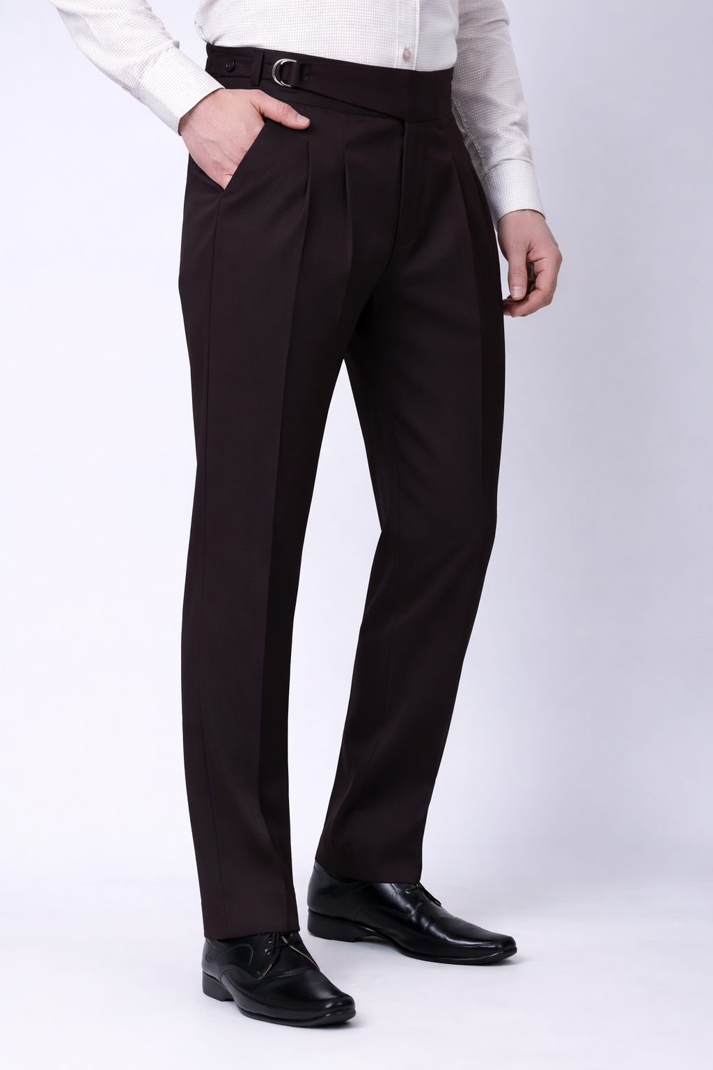 Stylox Men’s Slim Fit Gorkha Trouser with Pleated Front & Side Adjuster Waist-Black - Stylox