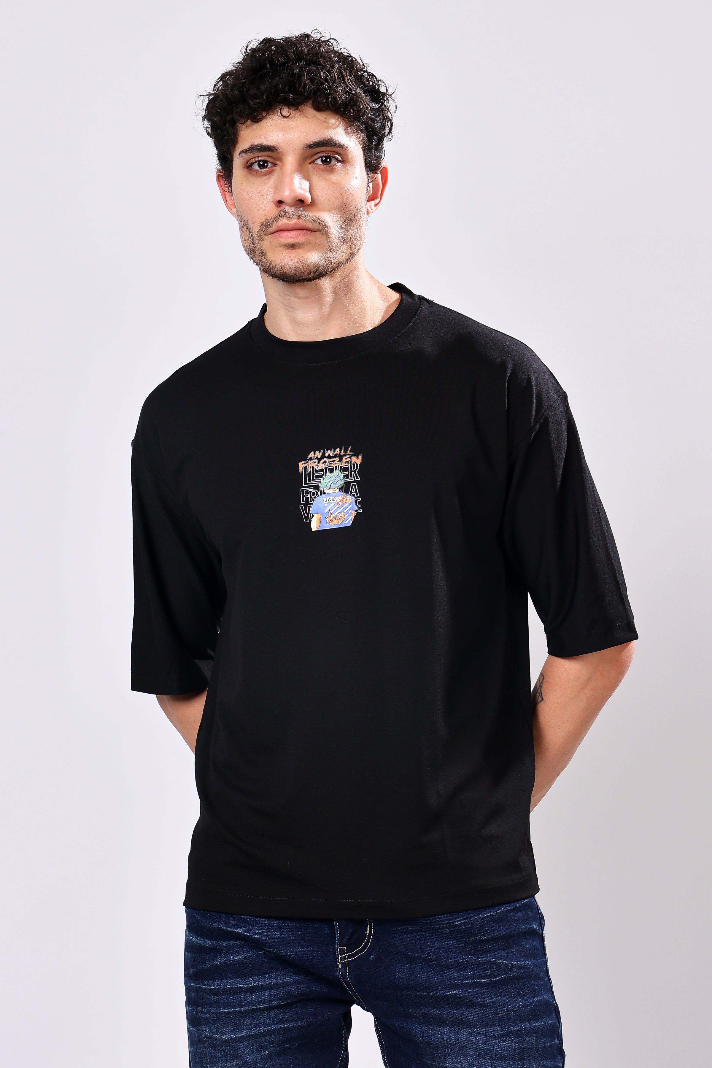 Stylox Men’s Oversized Round Neck Half Sleeve Back Printed T-Shirt | Premium Cotton Loose Fit Graphic Tee for Streetwear & Casual Style - Stylox