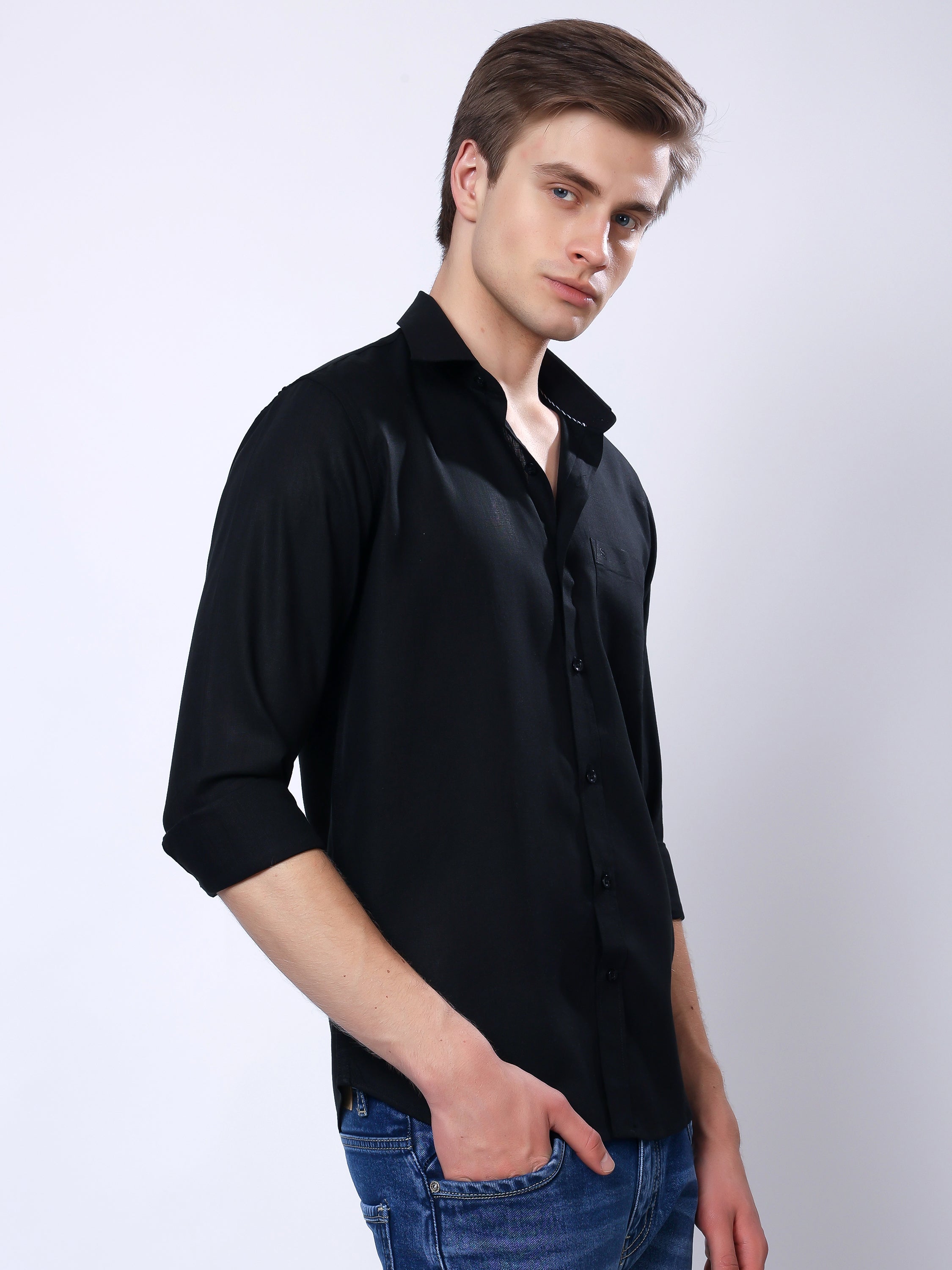 Stylox Men’s Regular Fit Full Sleeve Solid Casual Shirt - Stylox