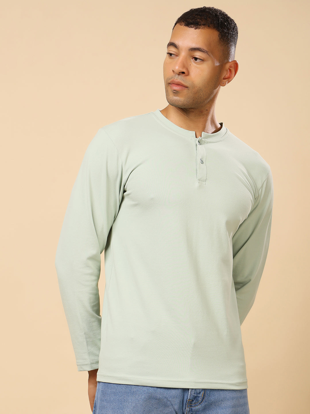 Stylox Men’s Henley Neck Full Sleeve Solid T-Shirt – Casual & Stylish Everyday Wear - Stylox