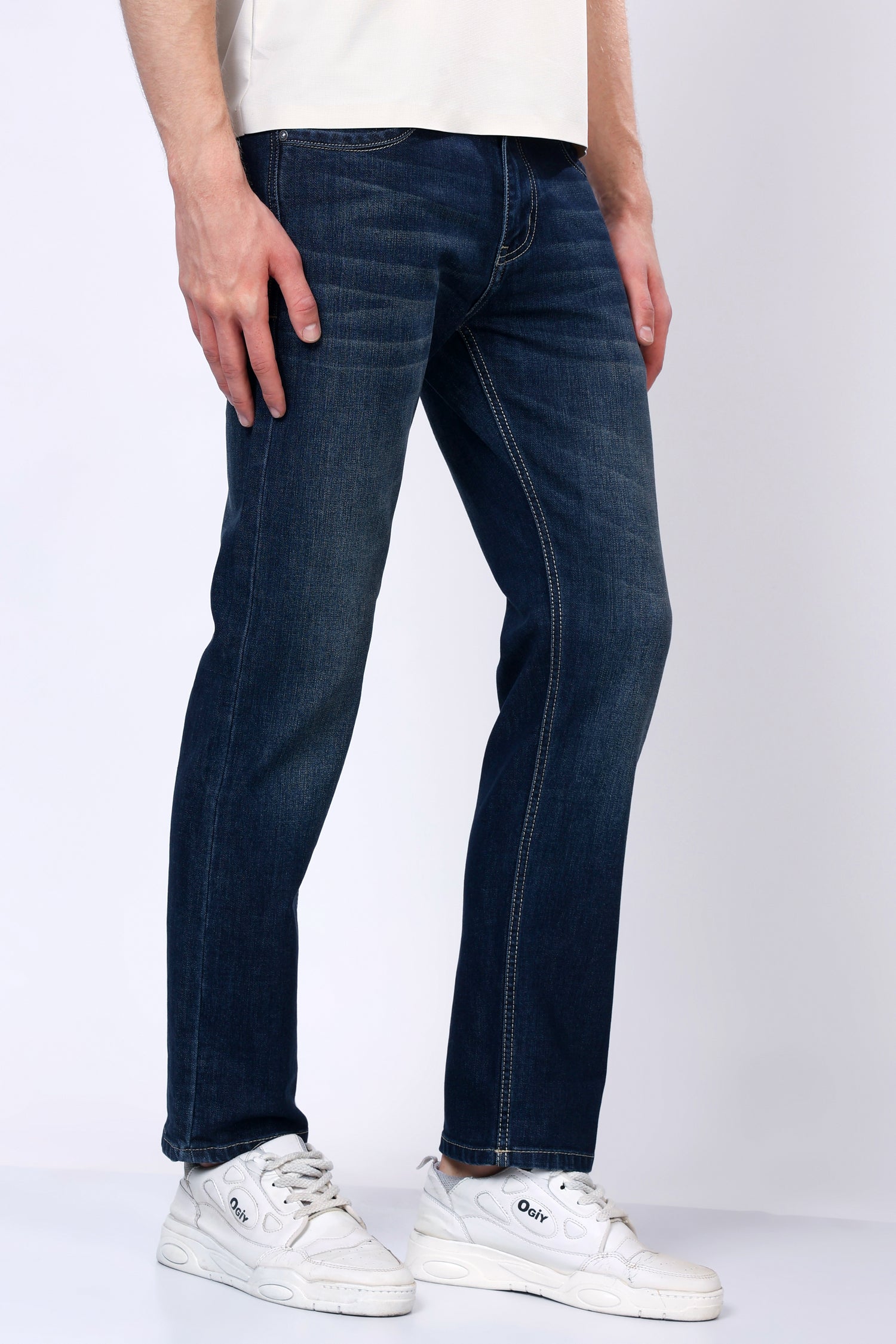 Stylox Men’s Mid-Rise Comfort Fit Stretchable Denim Jeans-Dark Blue - Stylox