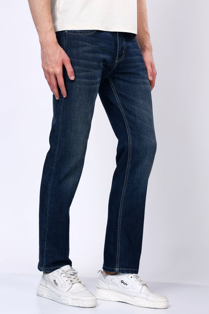 Stylox Men’s Mid-Rise Comfort Fit Stretchable Denim Jeans-Dark Blue - Stylox