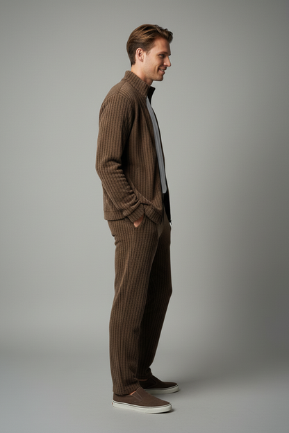 Stylox Men’s Premium Ribbed Co-Ord Set | Luxury Zip Jacket &amp; Jogger Set