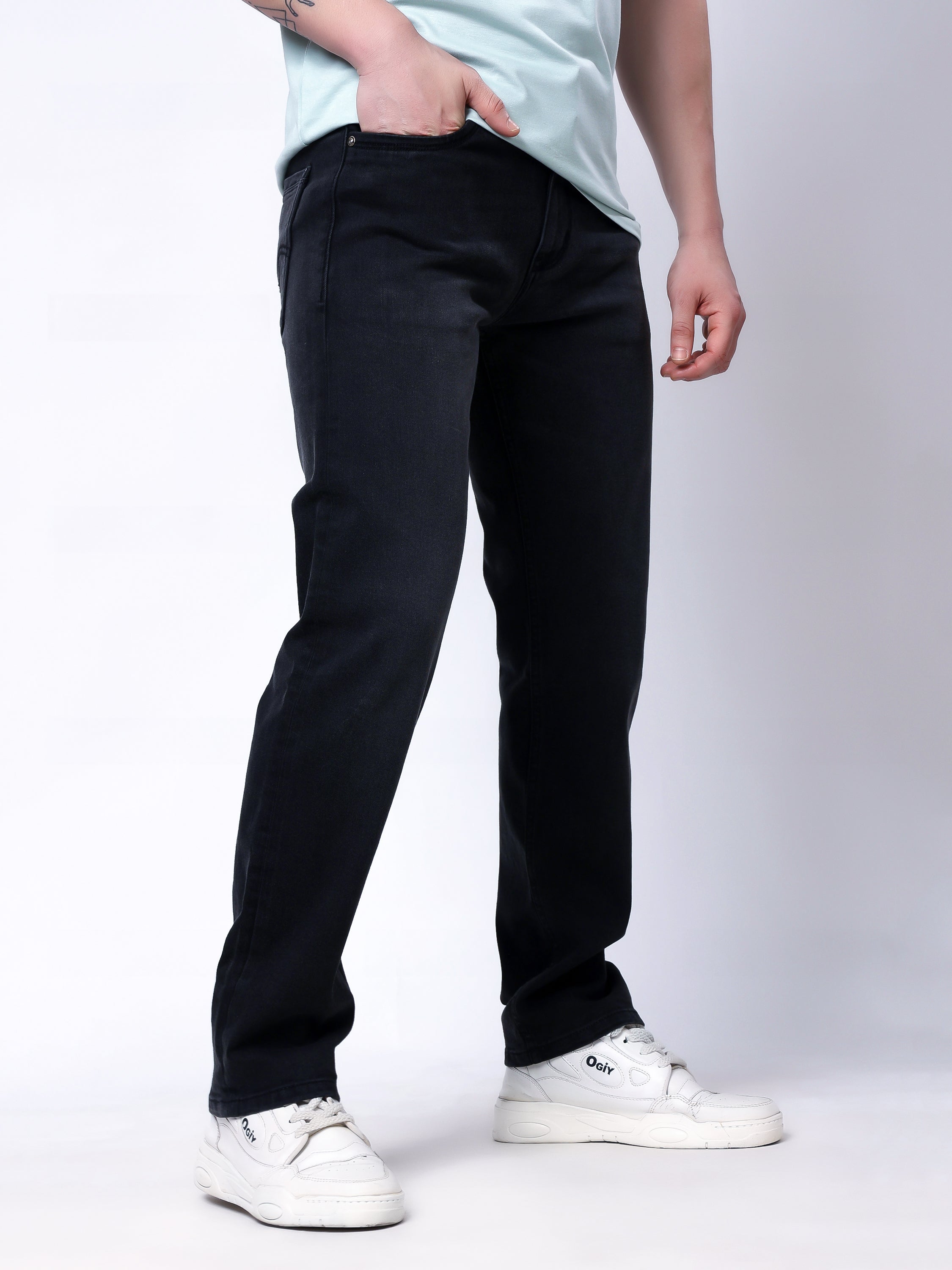 Stylox Men’s Comfort Fit Stretchable Denim Jeans-Dark Grey