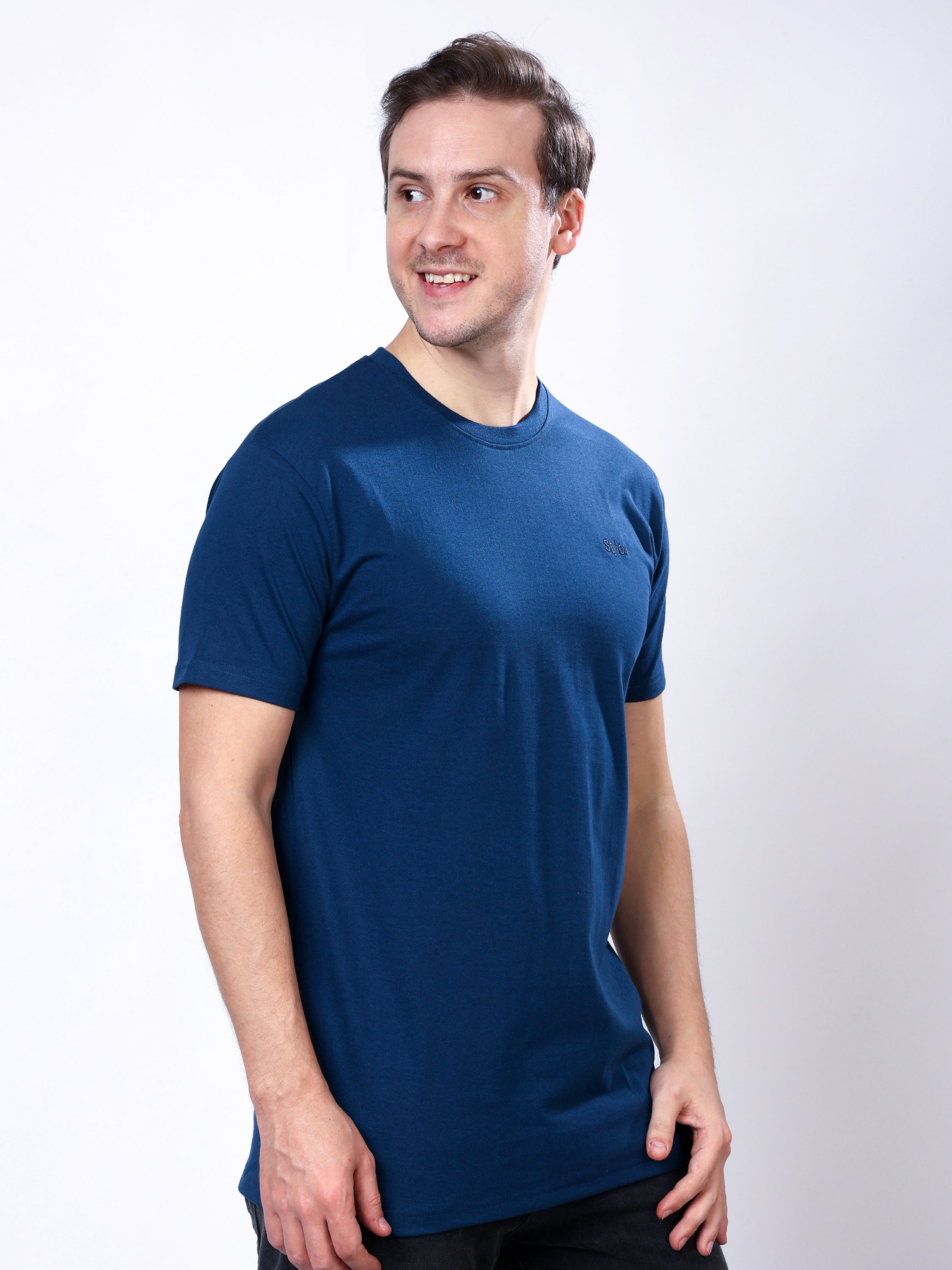 Stylox Men’s Solid Round Neck T-Shirt | Classic Cotton Casual Crew Neck Tee - Stylox