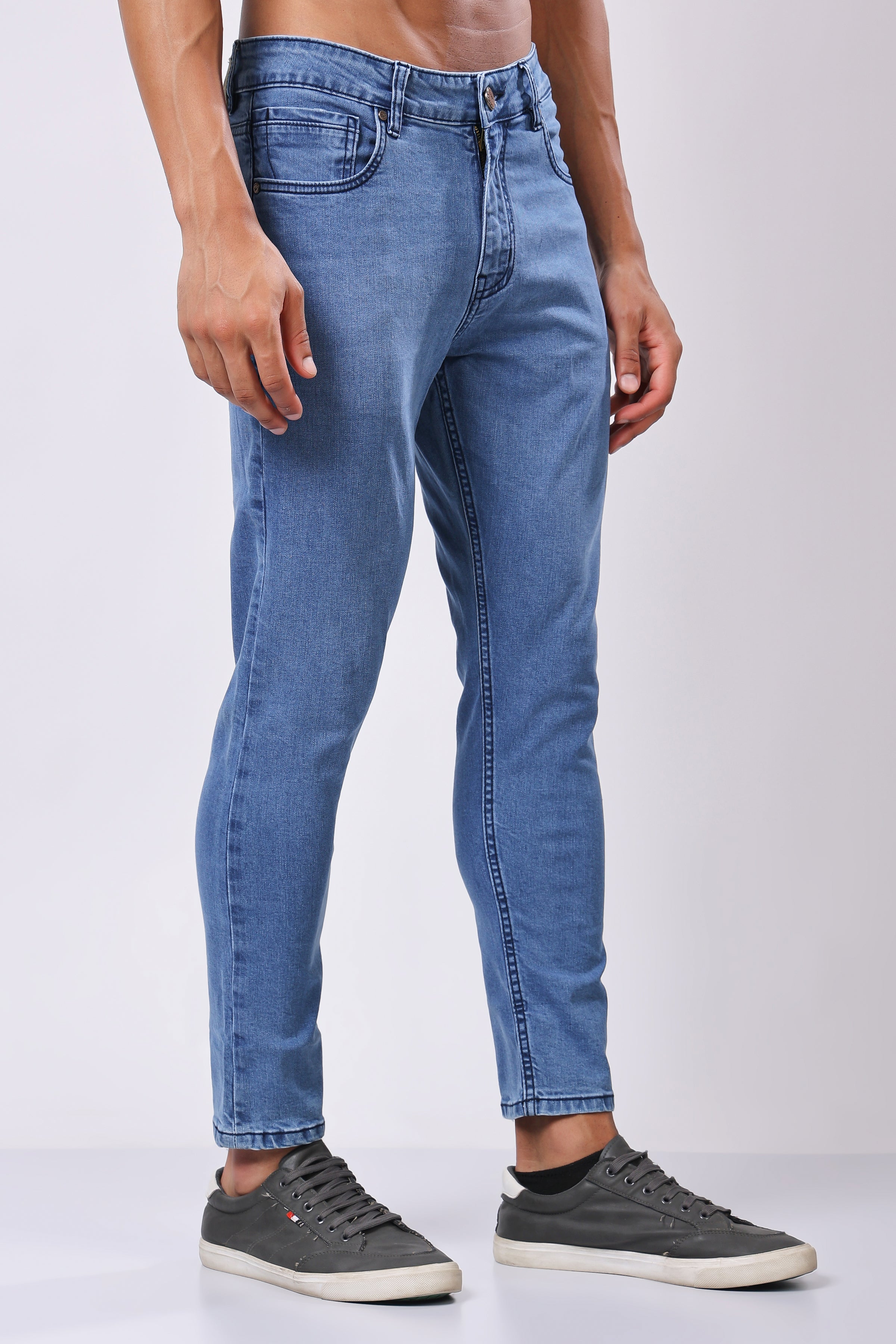 Stylox Men’s Ankle Fit Denim Jeans - Dark Blue & Light Blue,