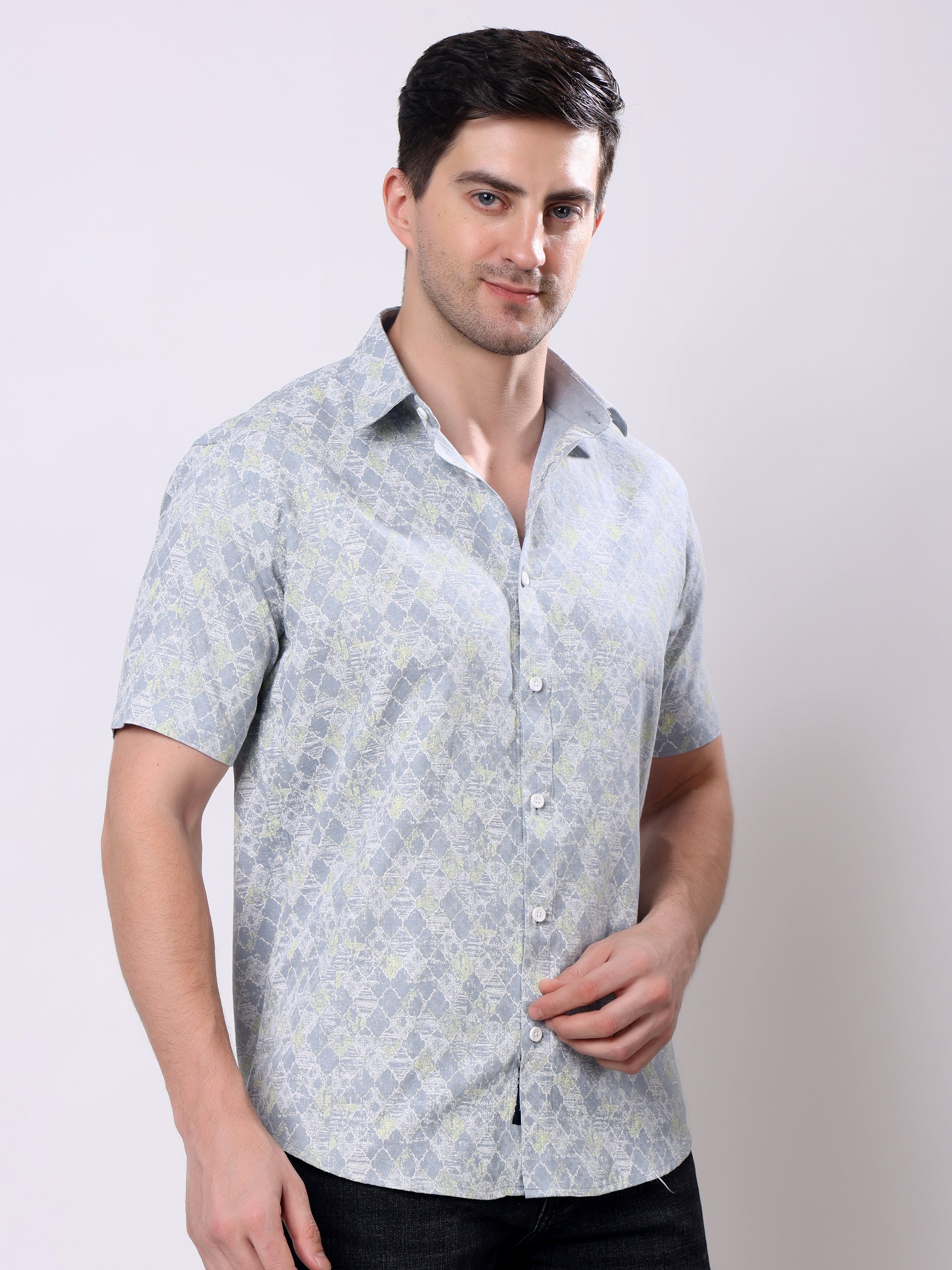 Stylox Men’s Regular Fit Half Sleeve Abstract print Casual Shirt - Stylox