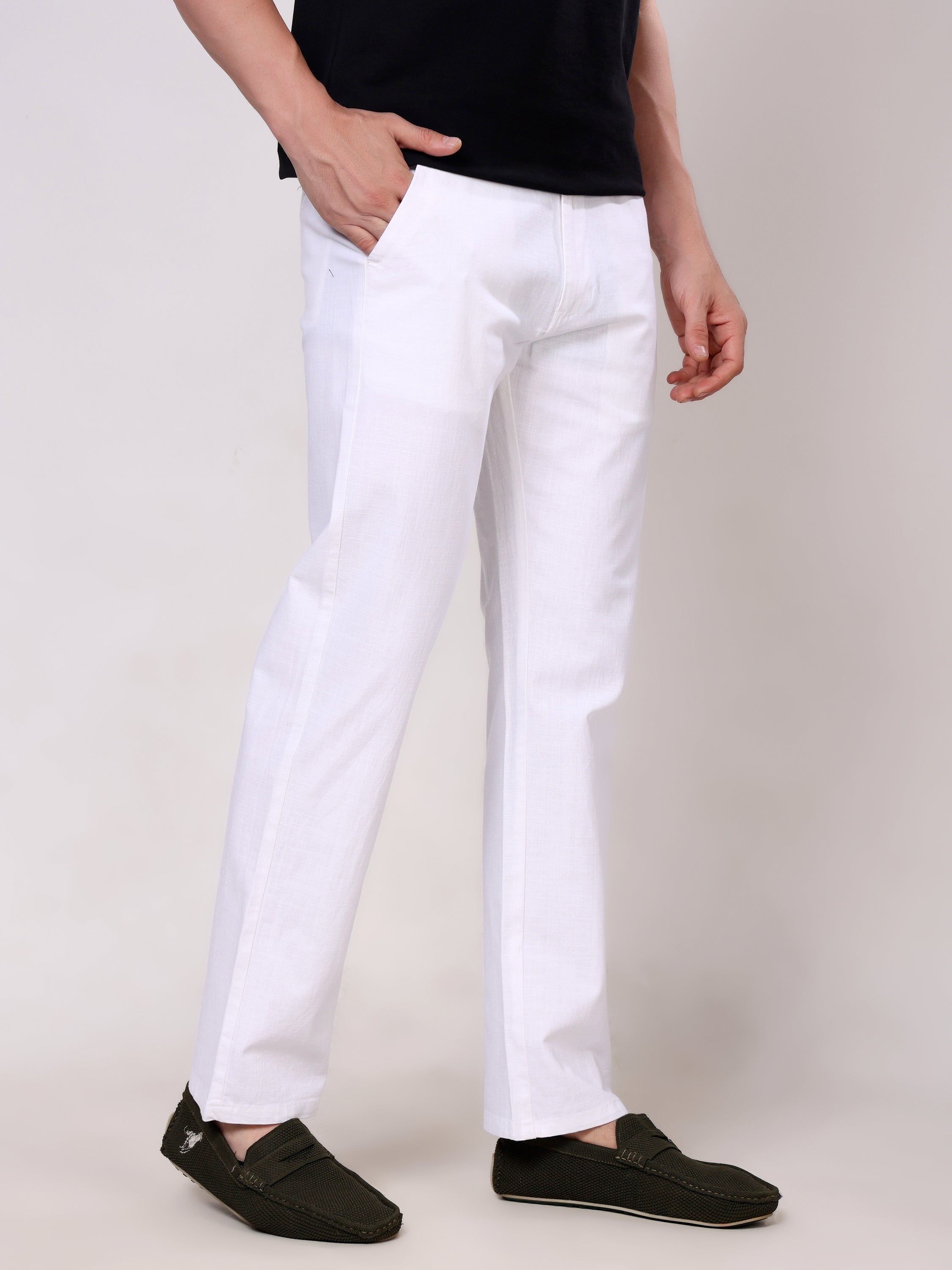 Stylox Men's Comfort Fit Non-Stretch Casual Trouser with Elastic Waist