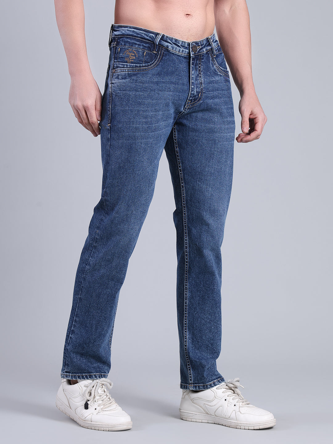 Stylox Men’s Slim Fit Mid Rise Stretchable Jeans (Mid Dark Blue) - Stylox