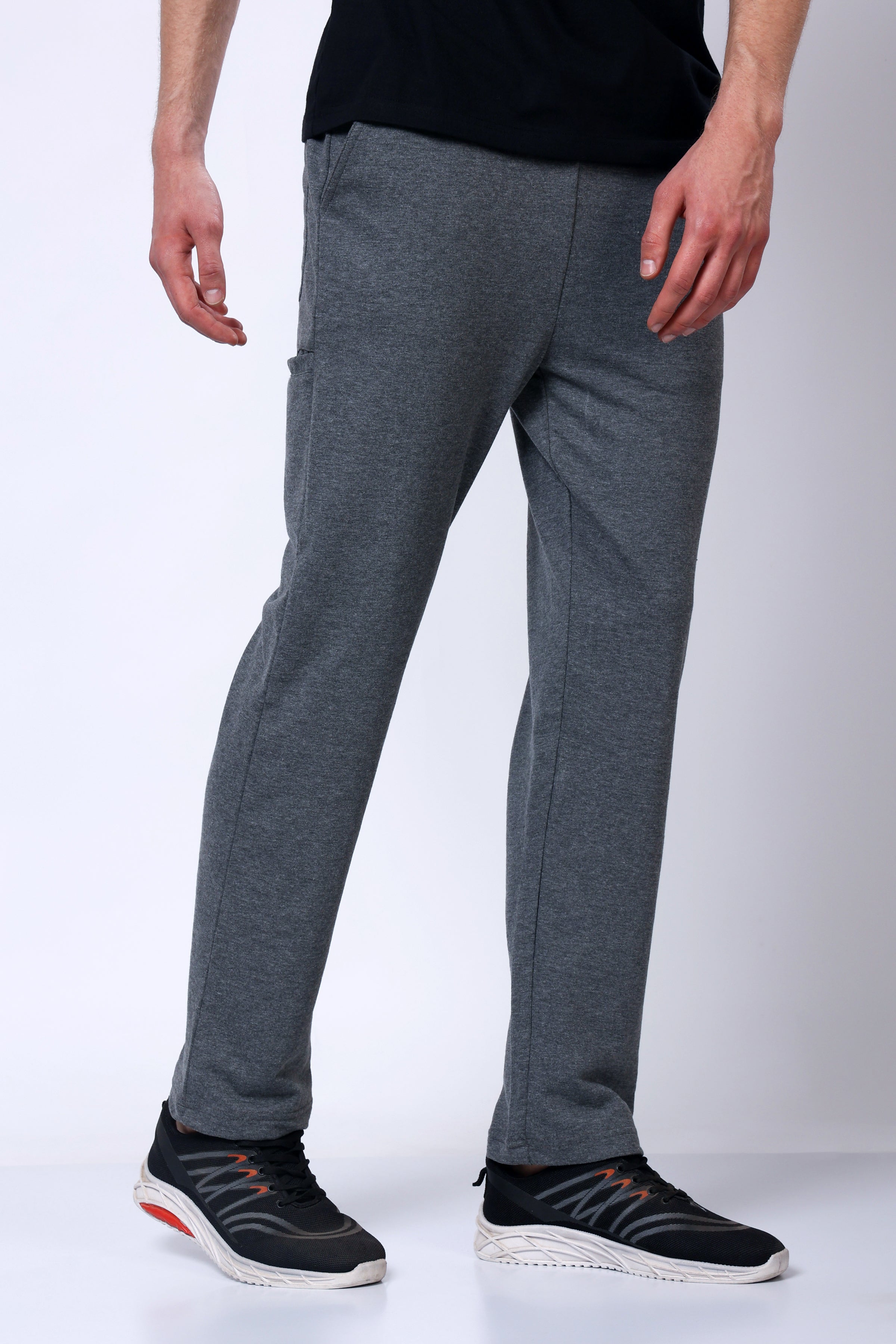 Stylox Men’s Regular Fit Terry Fabric Trackpant with Drawstring Waist-Dark Grey - Stylox