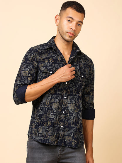 Stylox Regular Fit Full Sleeve Printed Shirt for Men