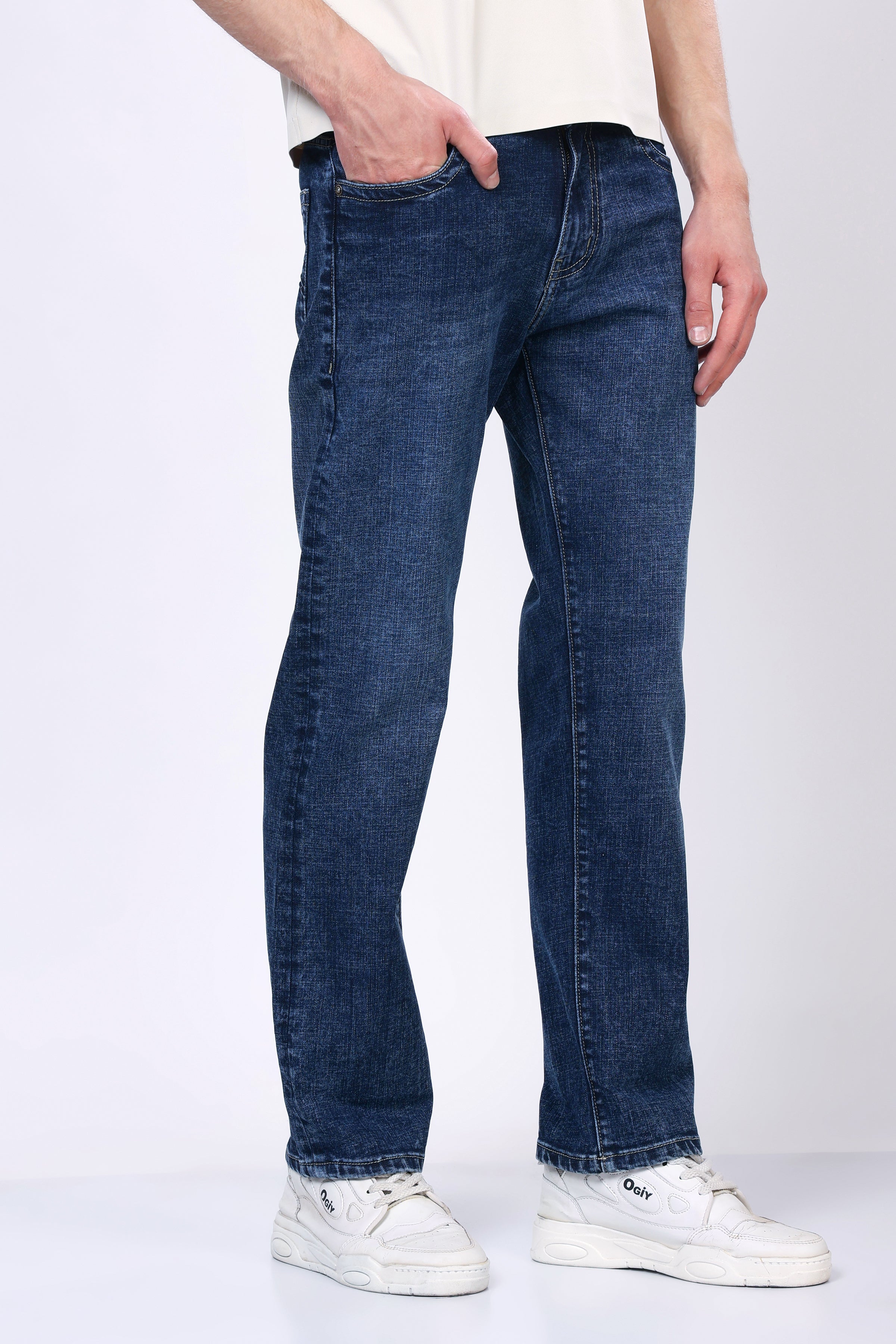 Stylox Men’s Comfort Fit Stretchable Dark Blue Denim Jeans - Stylox