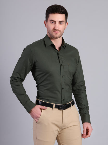 Stylox Men’s Regular Fit Solid Oxford Casual Shirt-Green - Stylox