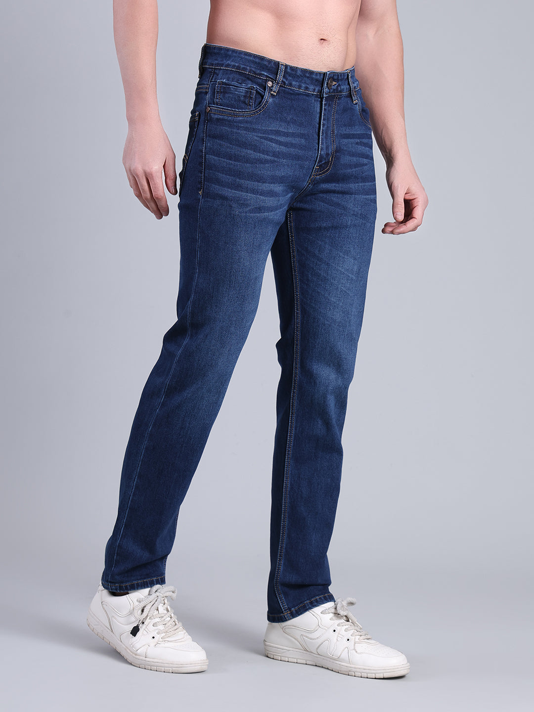 Stylox Men’s Comfort Fit Mid Rise Washed Denim Jeans - Stylox