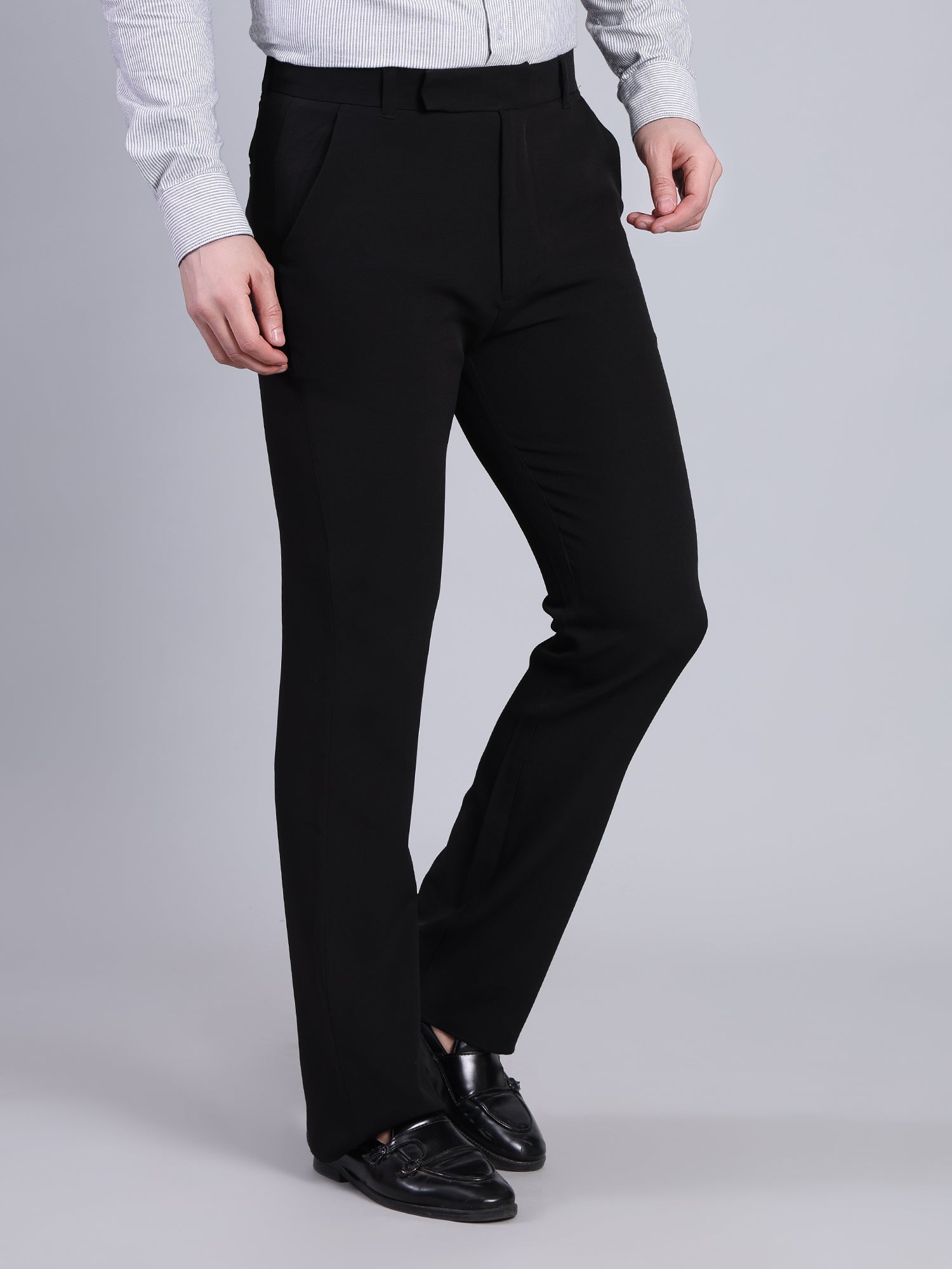Stylox Men’s Bootcut Formal Trousers-Black - Stylox