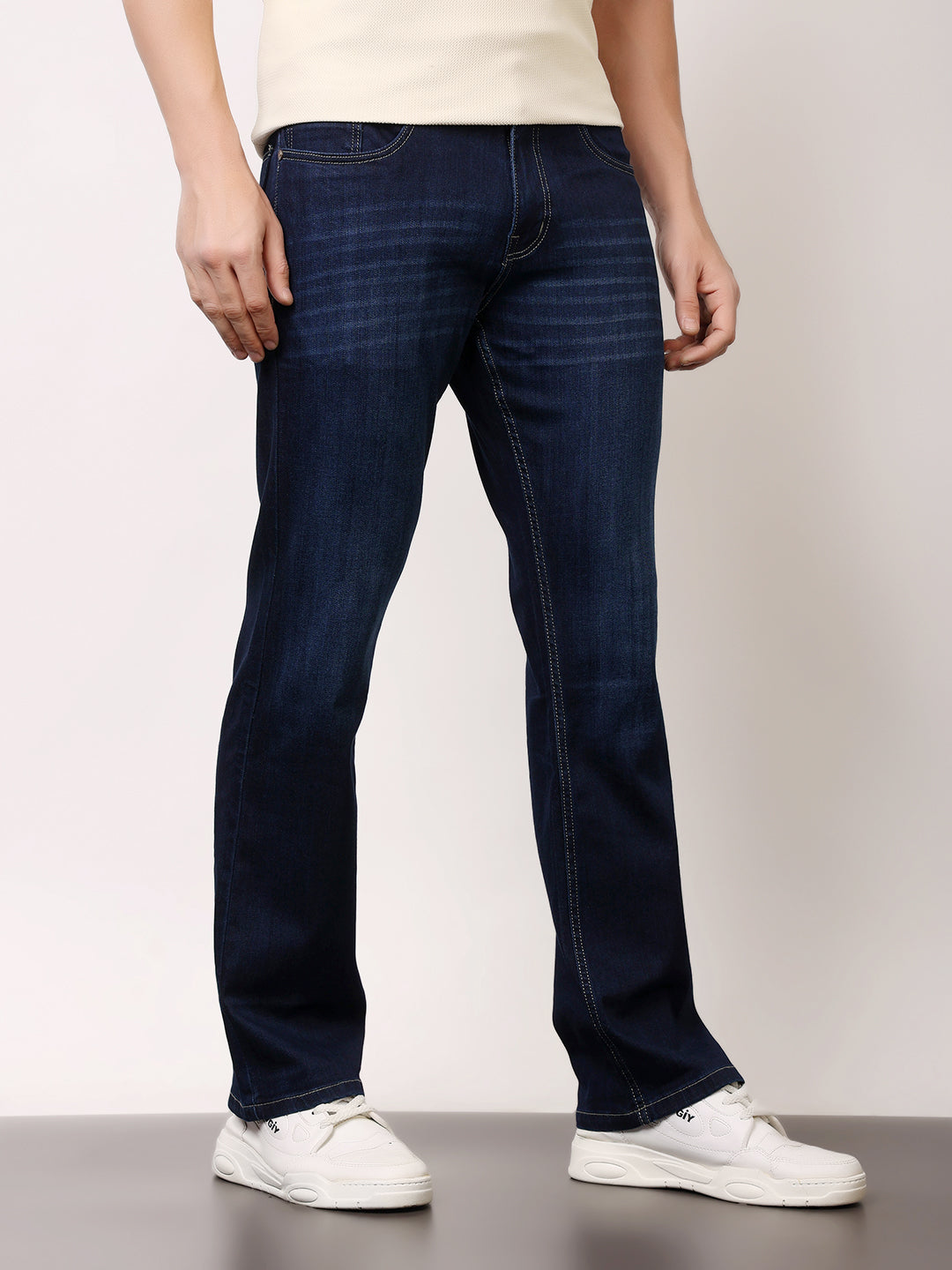Stylox Men’s Bootcut Fit Solid Jeans | Classic Denim Mid-Rise Casual Wear for Men|J-08