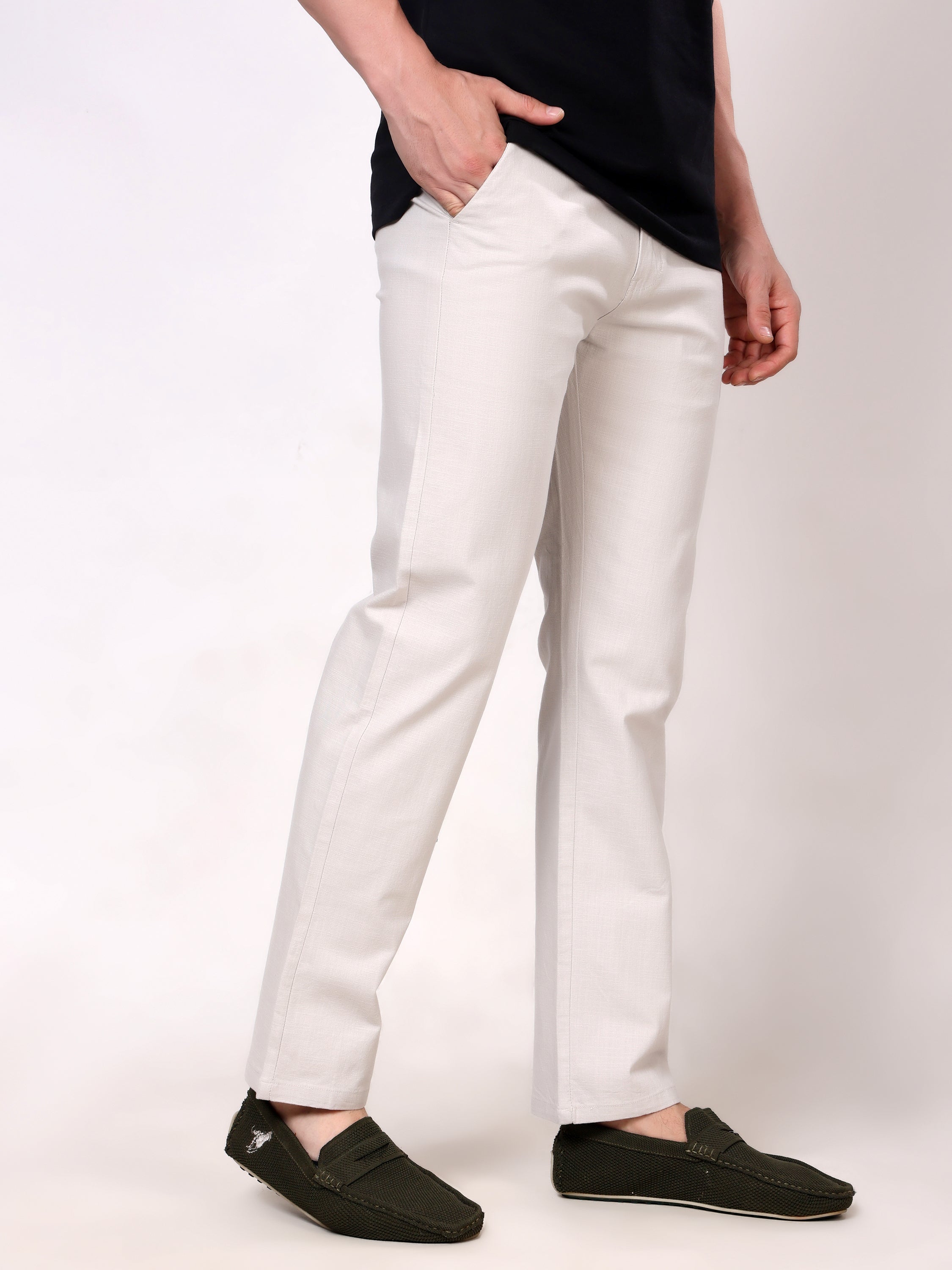 Stylox Men's Comfort Fit Non-Stretch Casual Trouser with Elastic Waist
