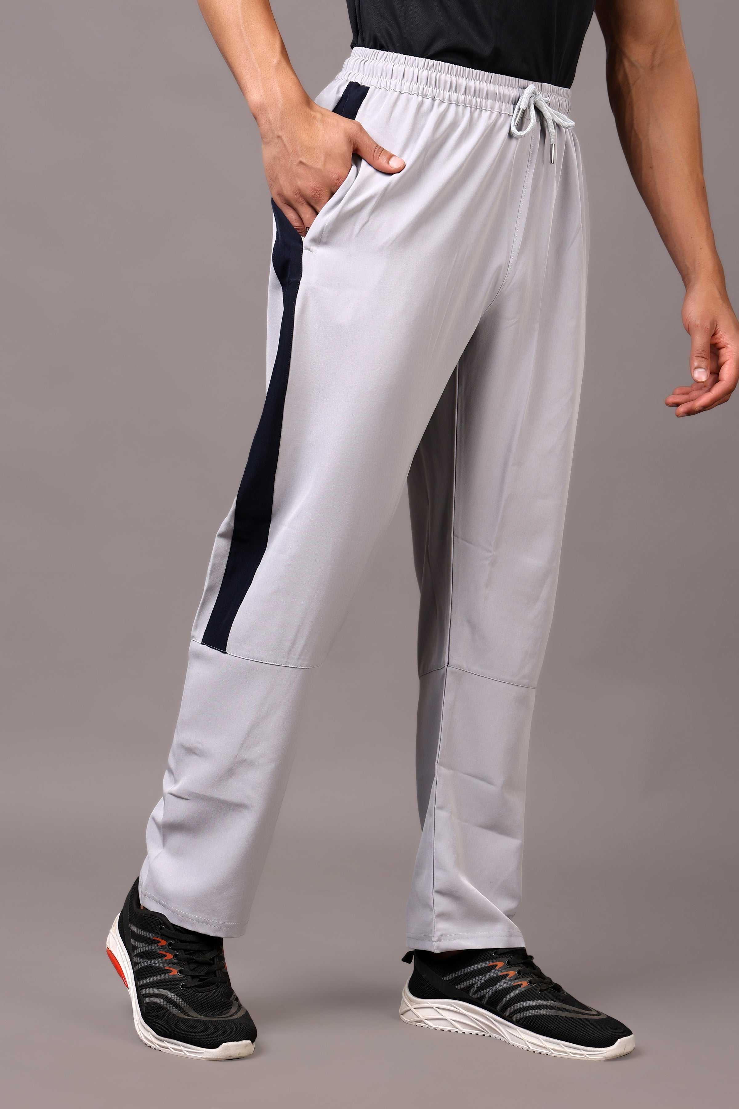 Stylox Classic Men’s Trackpants with Elastic Waist & Side Pockets (Light Grey) - Stylox